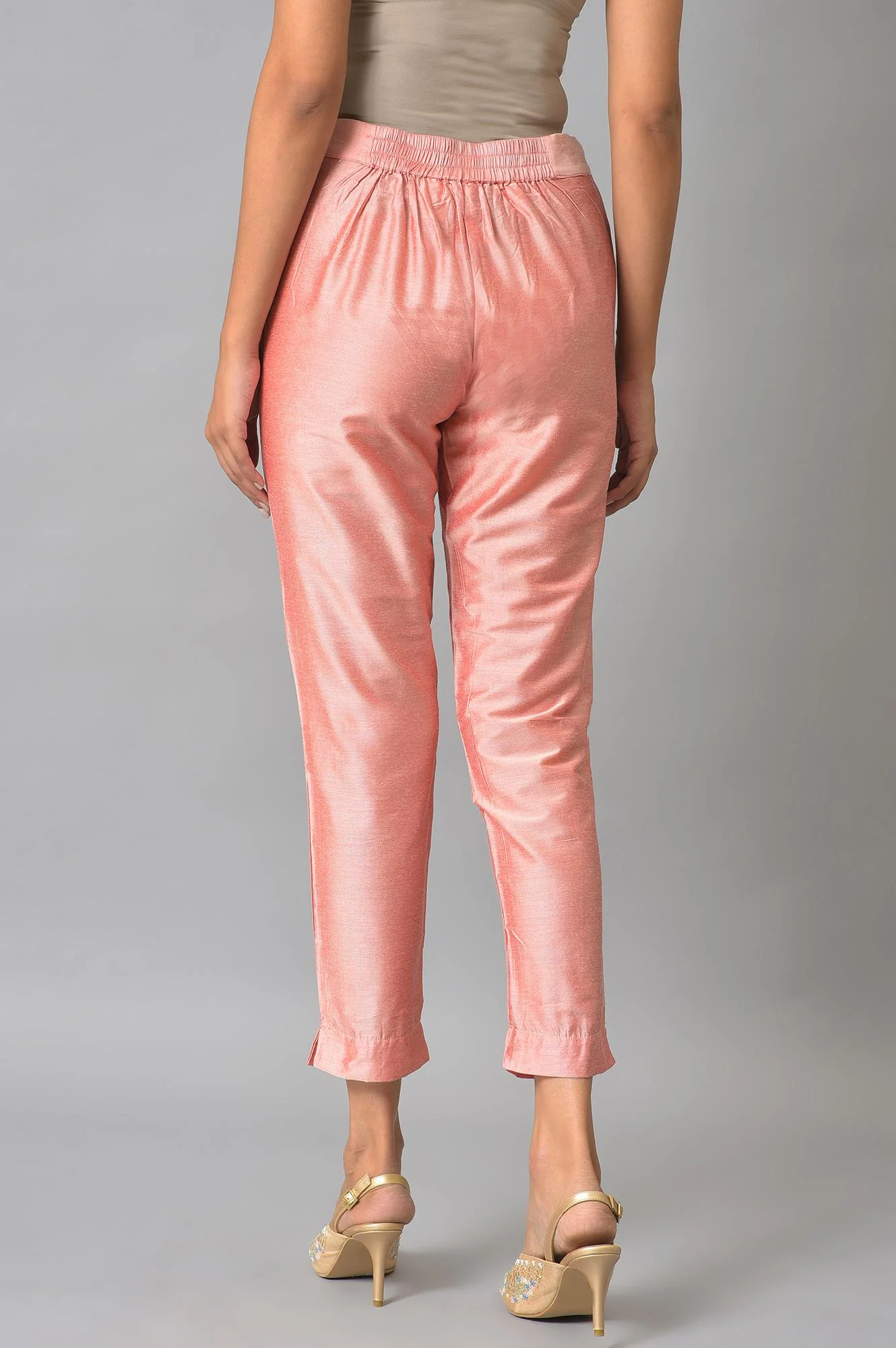Light Pink Paisley Rayon Straight Kurta and Slim Pant Set - Image 6
