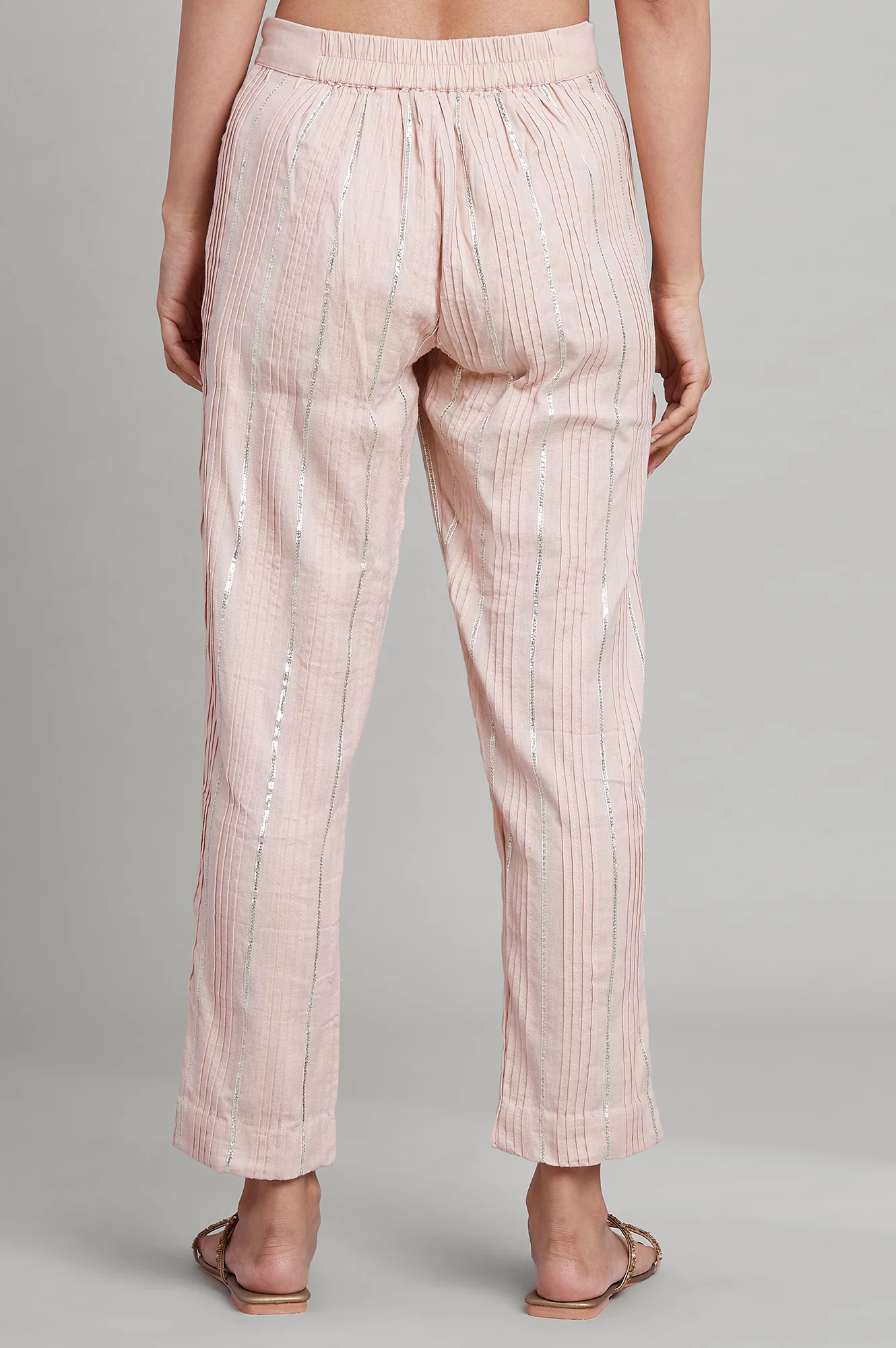 Light Pink Pleated Slim Pants - Image 2