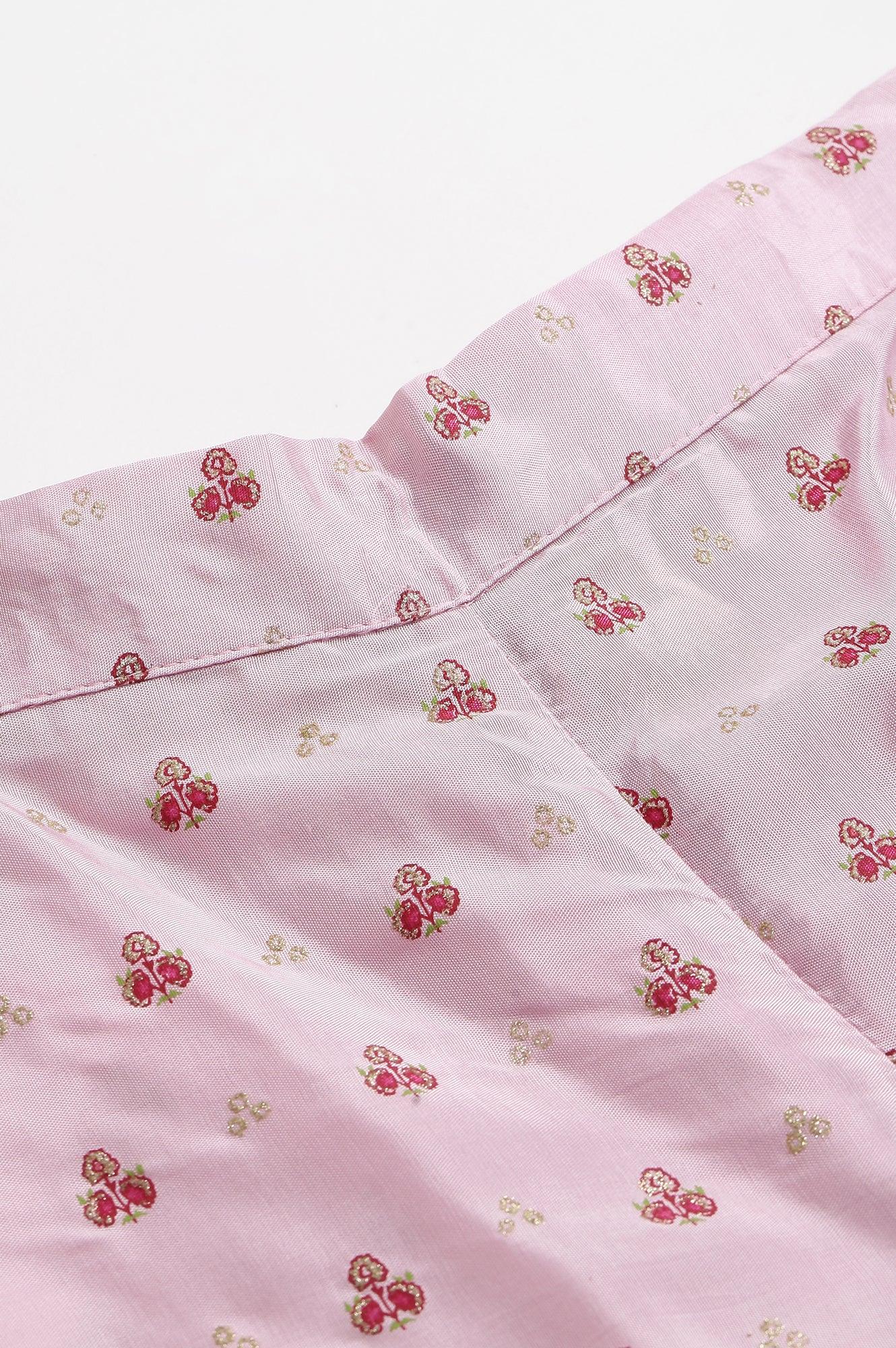Light Pink Shantung Printed Parallel Pants - Image 6