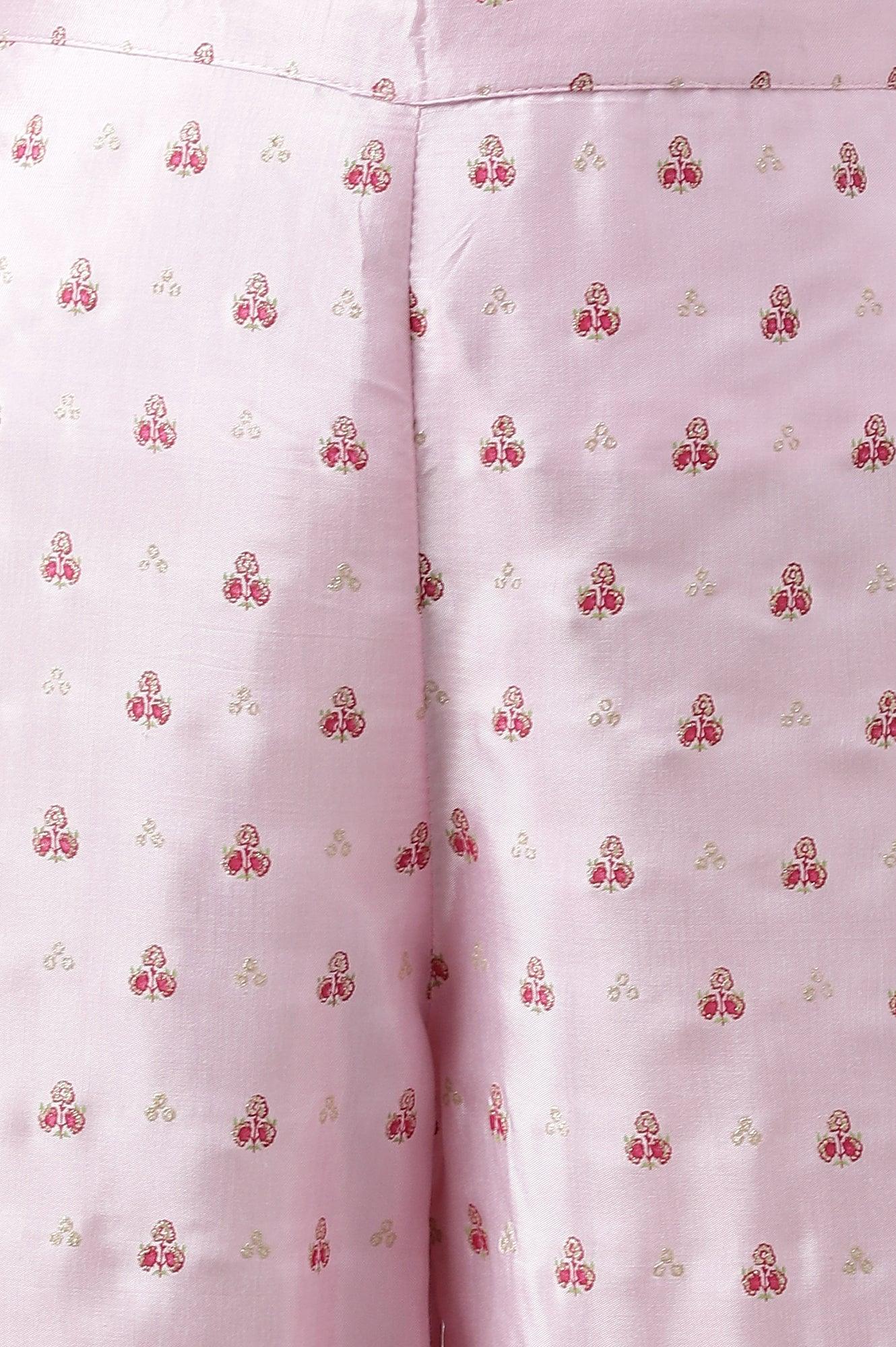 Light Pink Shantung Printed Parallel Pants - Image 8