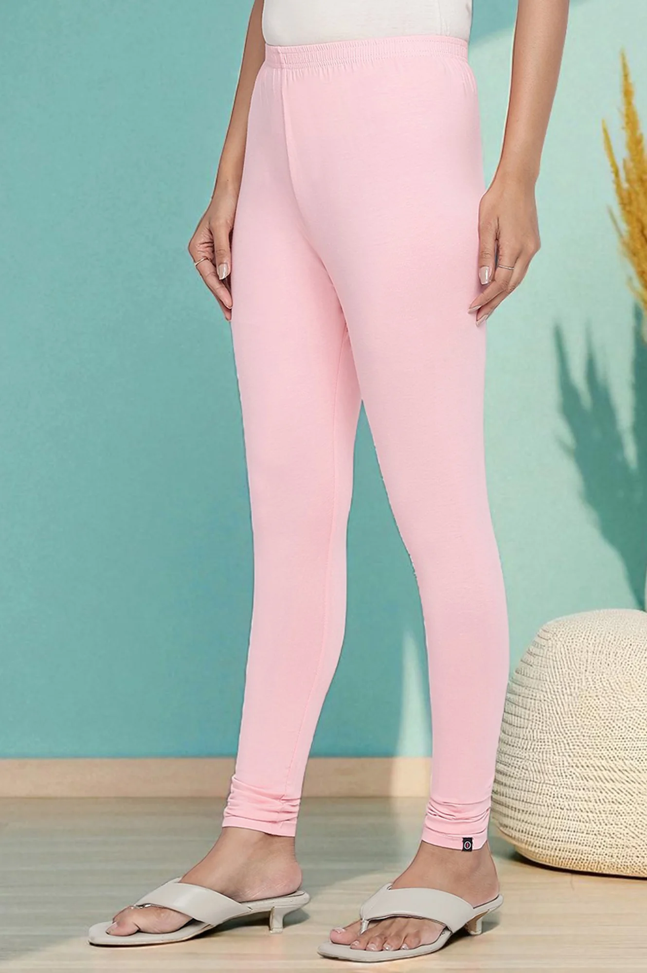 Elleven Women's Light Pink Solid Cotton Blend Tights in Ankle Length - Image 5