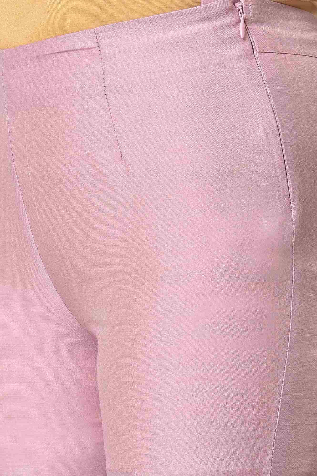 Light Pink Solid Women Slim Pants - Image 7