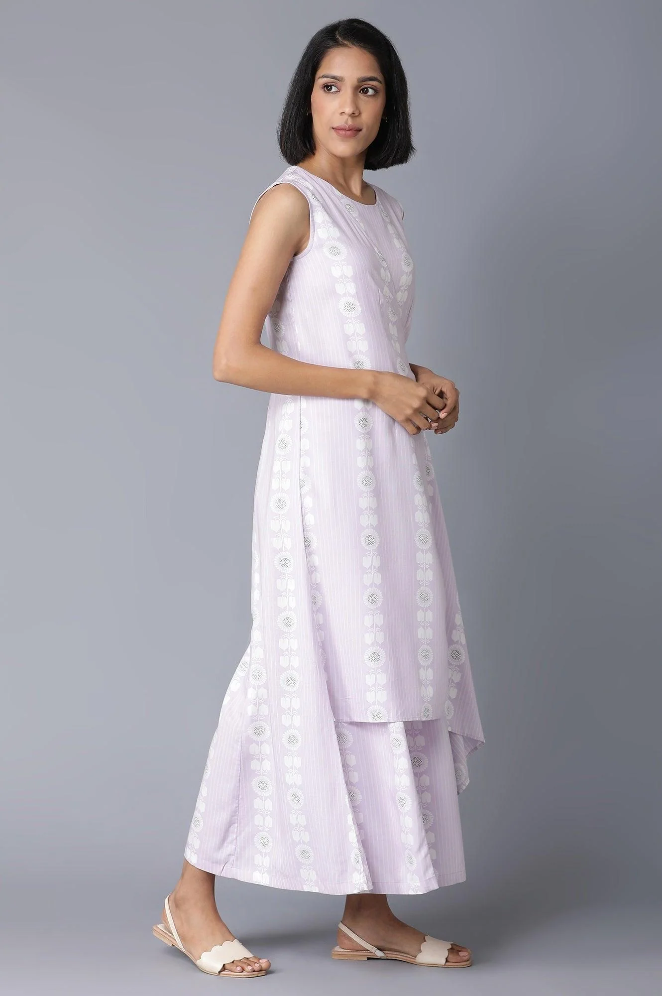 Light Purple Angrakha Jumpsuit In Round Neck - Image 4
