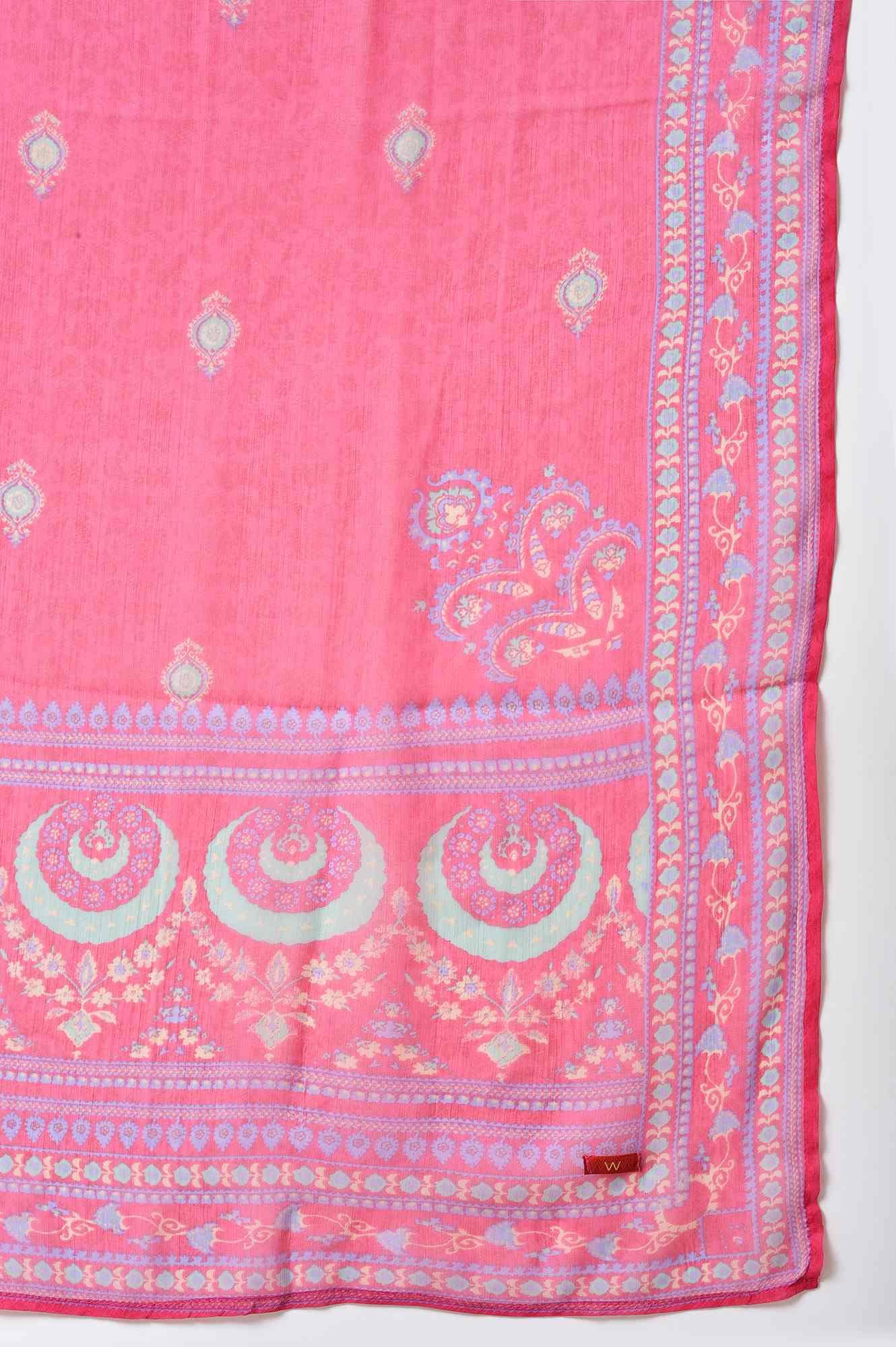Light Purple Embroidered kurta With Pink Tights And Dupatta - Image 8