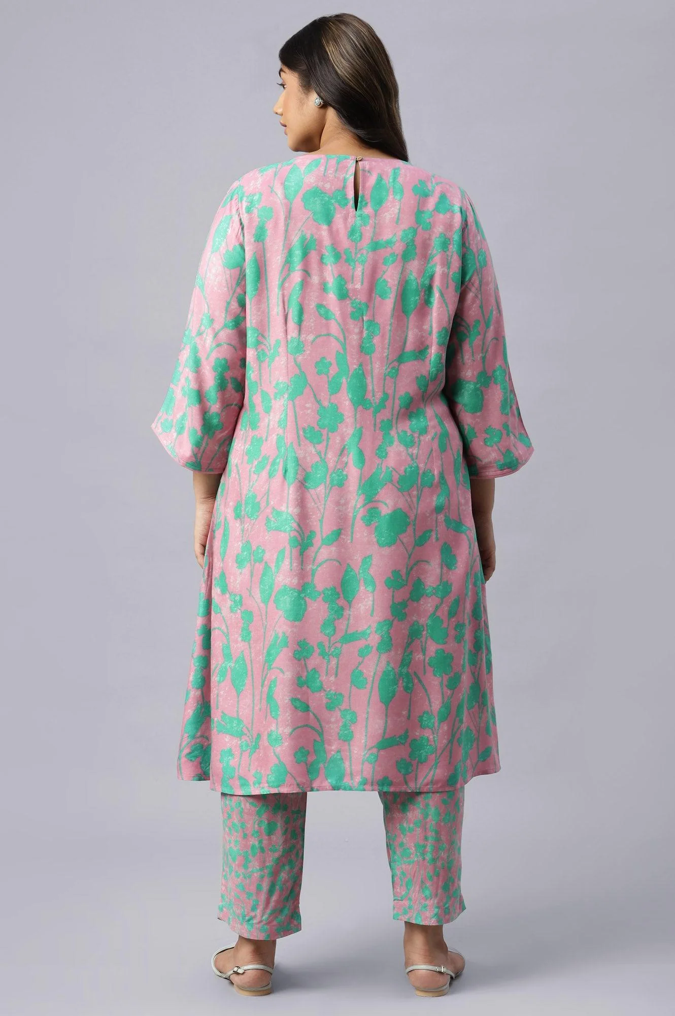 Light Purple Floral Print Plus Size kurta - Image 2