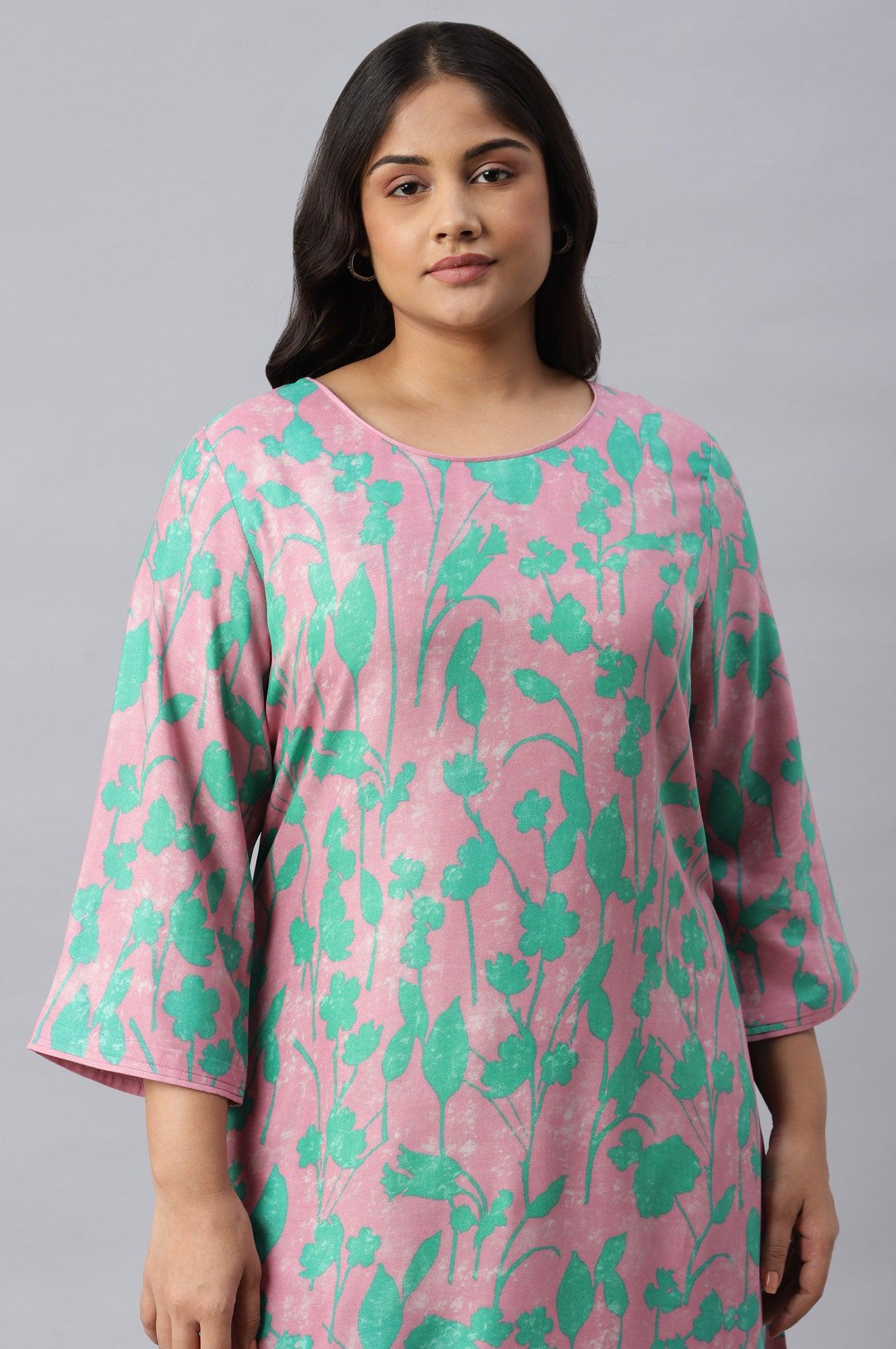 Light Purple Floral Print Plus Size kurta - Image 5