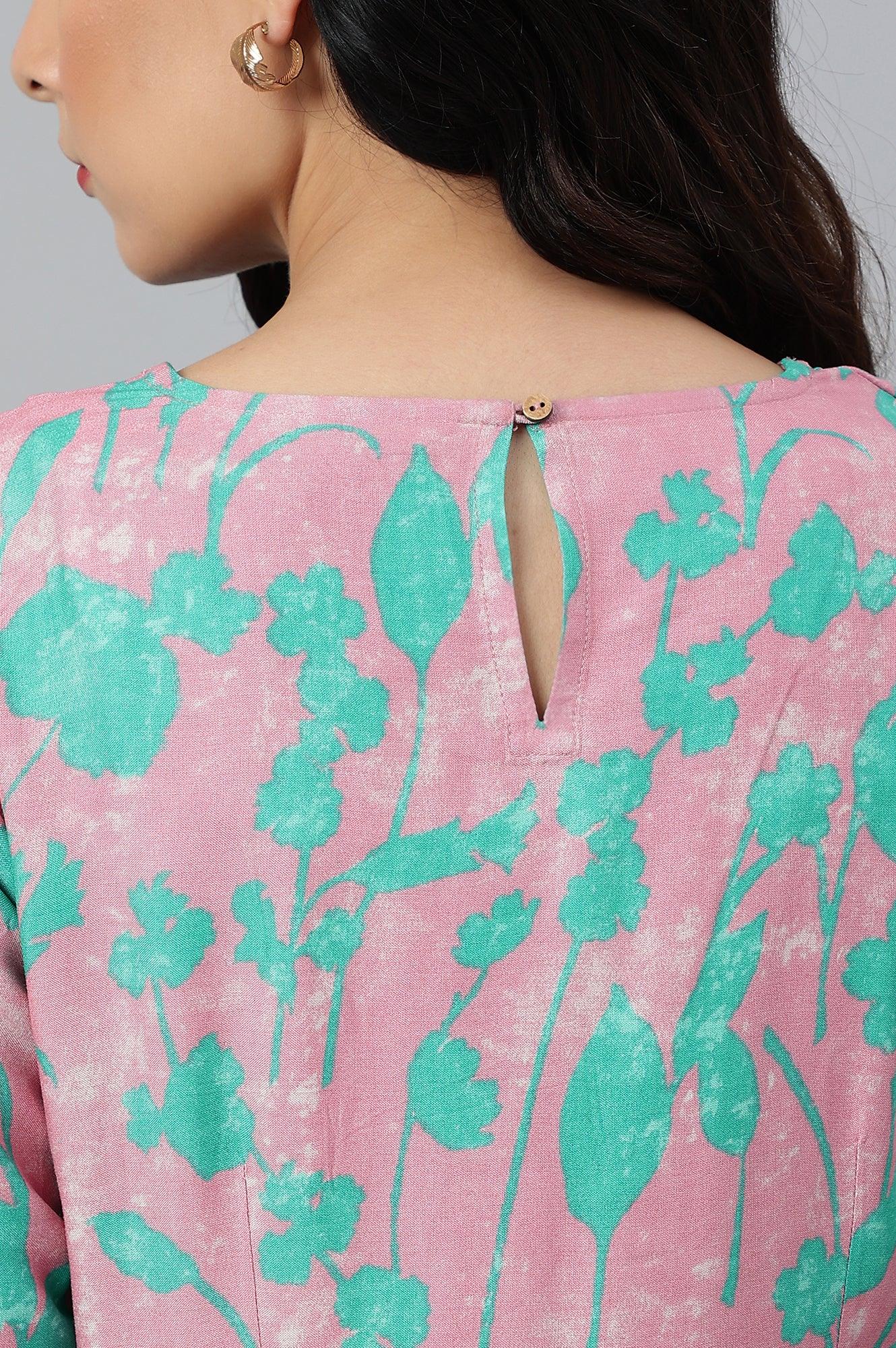 Light Purple Floral Print Straight kurta - Image 9