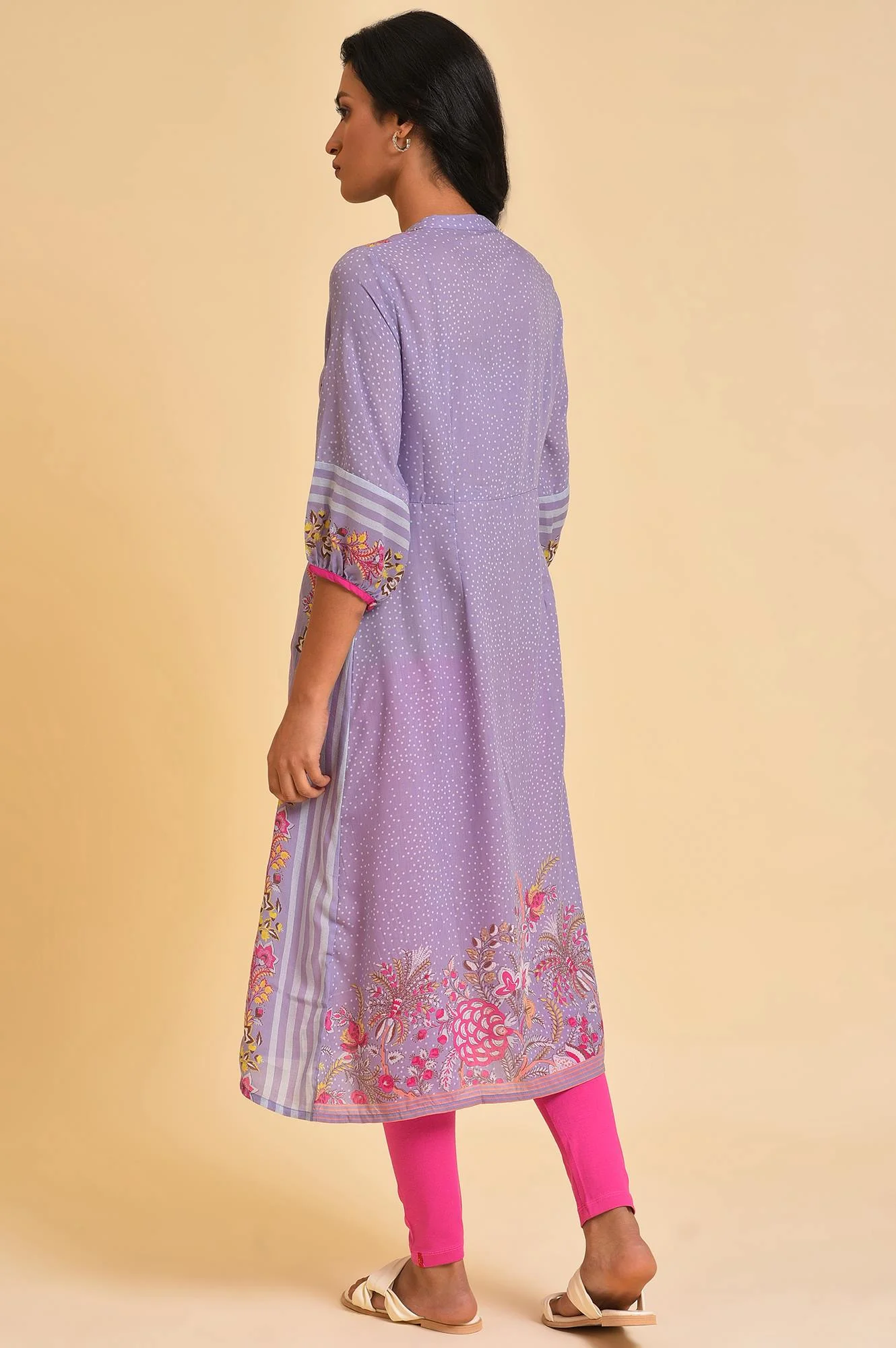 Light Purple Placement Printed Tunic And Tights Set - Image 2