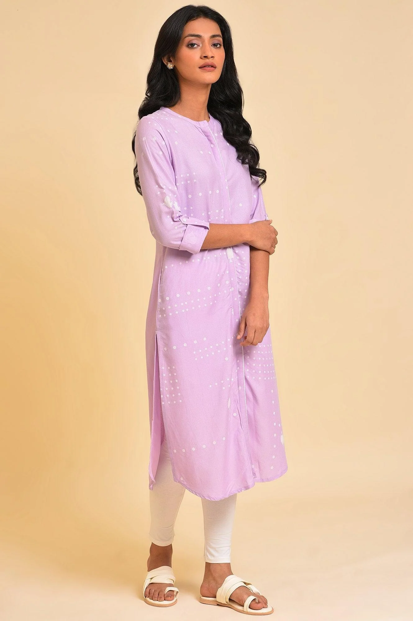 Light Purple Polka Dot Modern kurta - Image 4