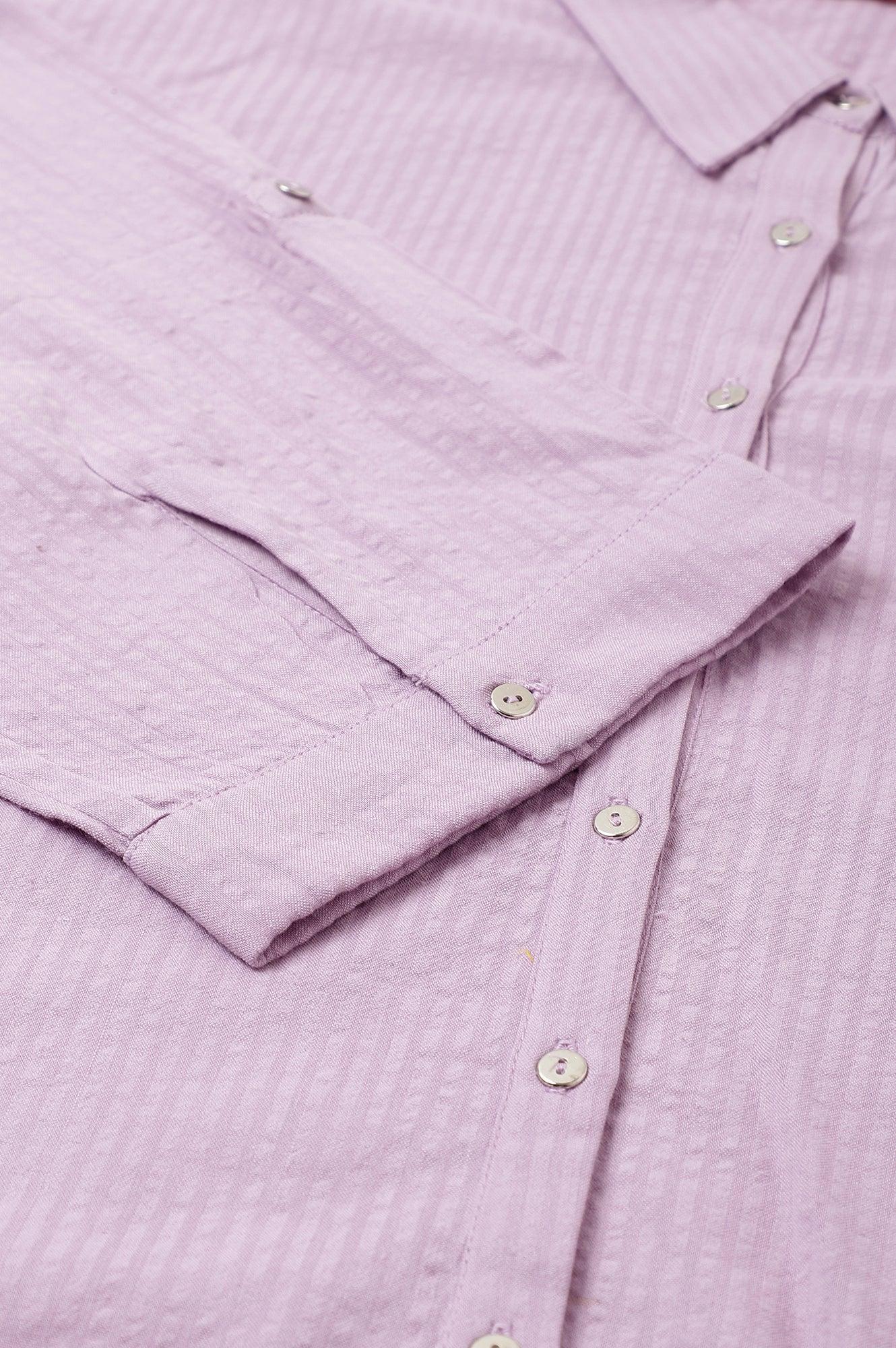 Light Purple Shirt Collar Plus Size Top - Image 8
