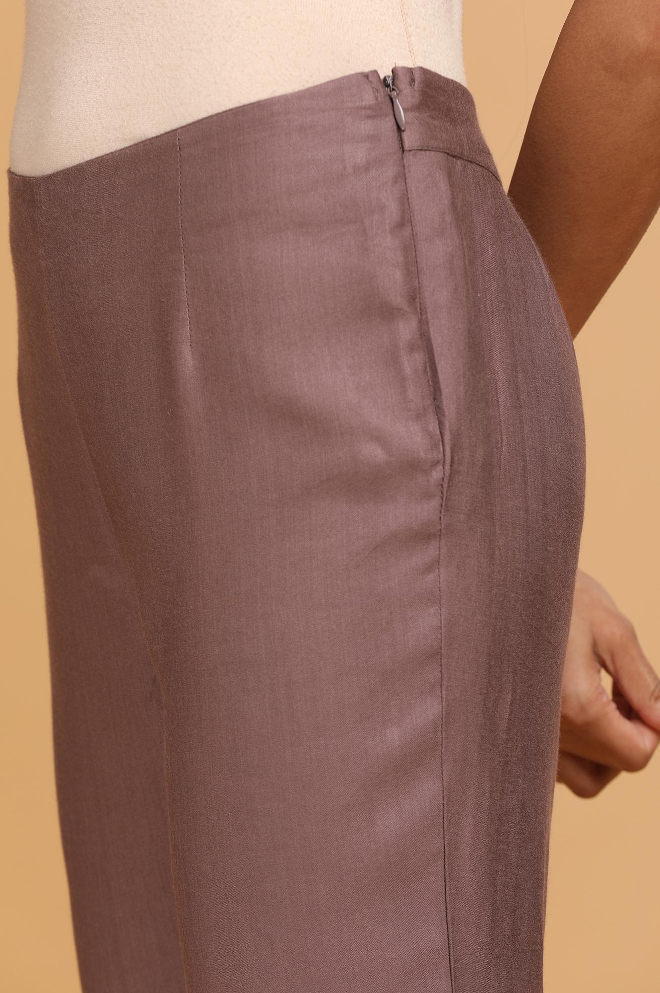 Light Purple Solid Slim Pants - Image 6