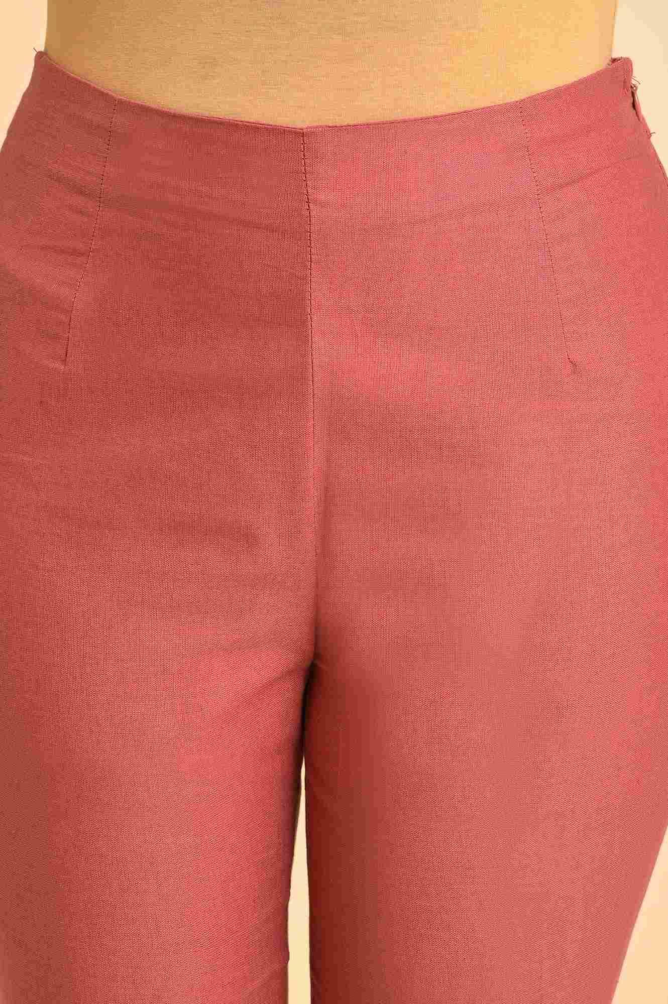 Light Red Chawal Taka Kurta, Pants And Dupatta - Image 7