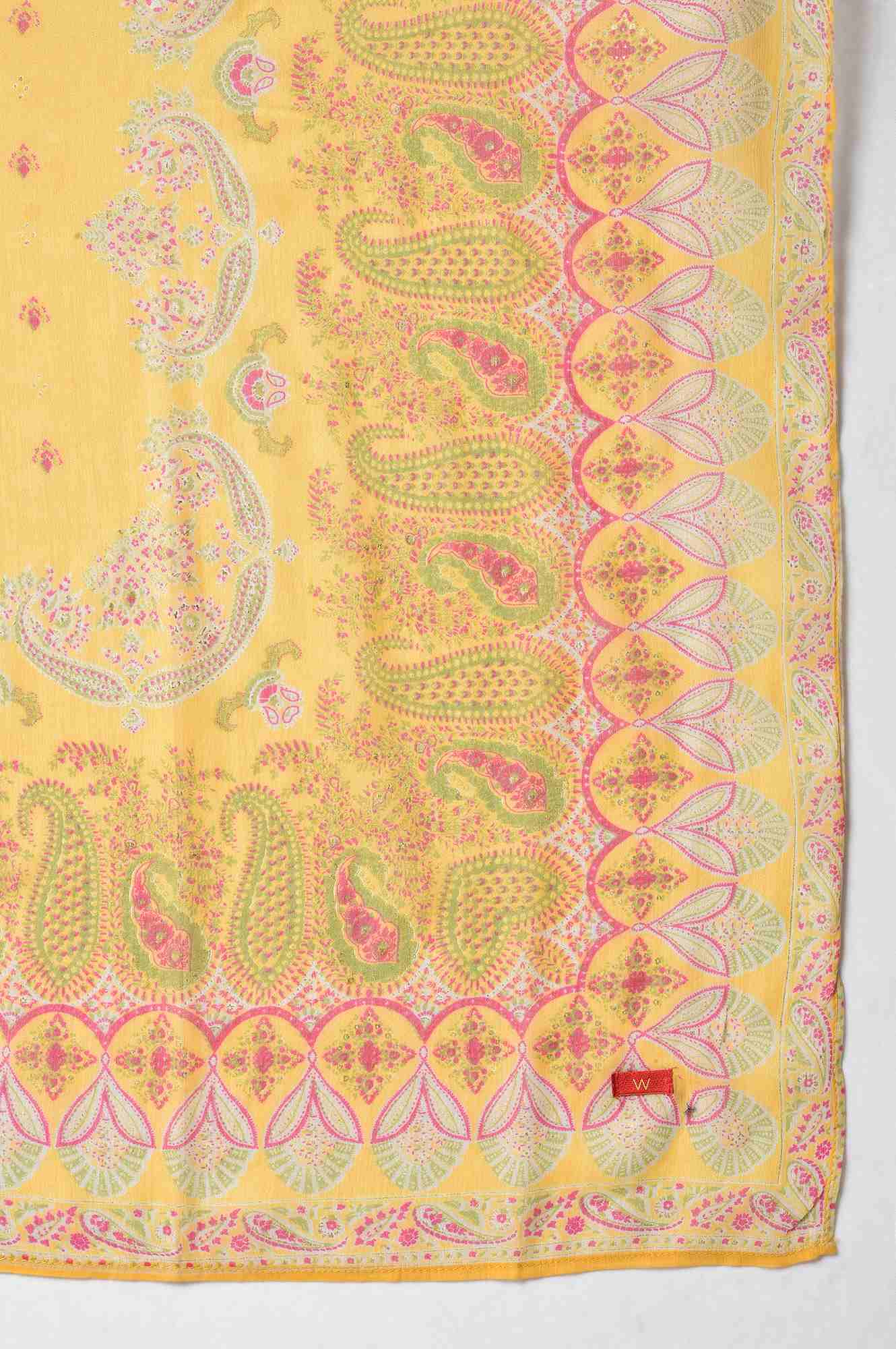 Light Yellow Chiffon Floral Print Dupatta - Image 4
