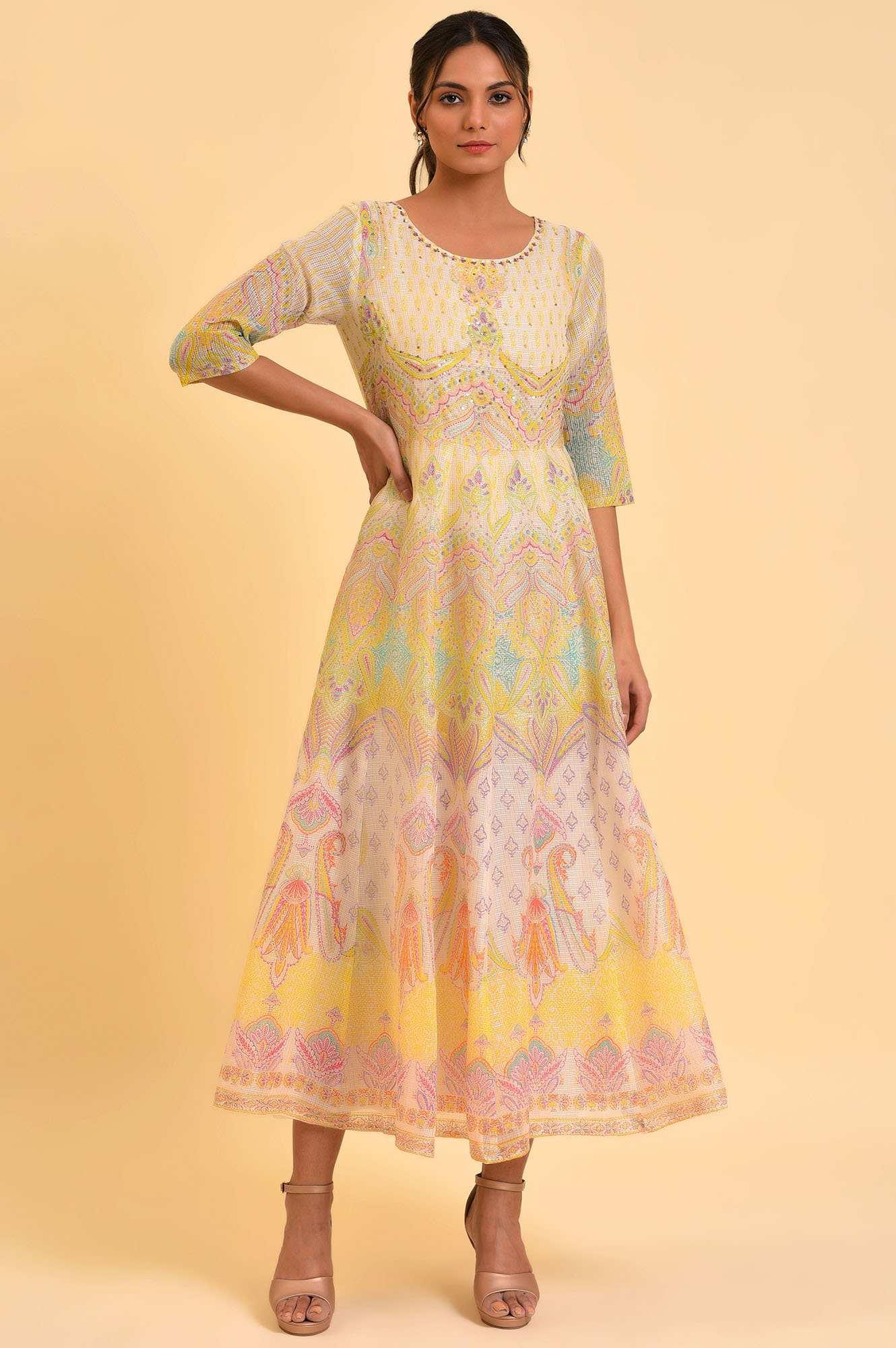 Light Yellow Printed Kota Maxi Dress - Image 6