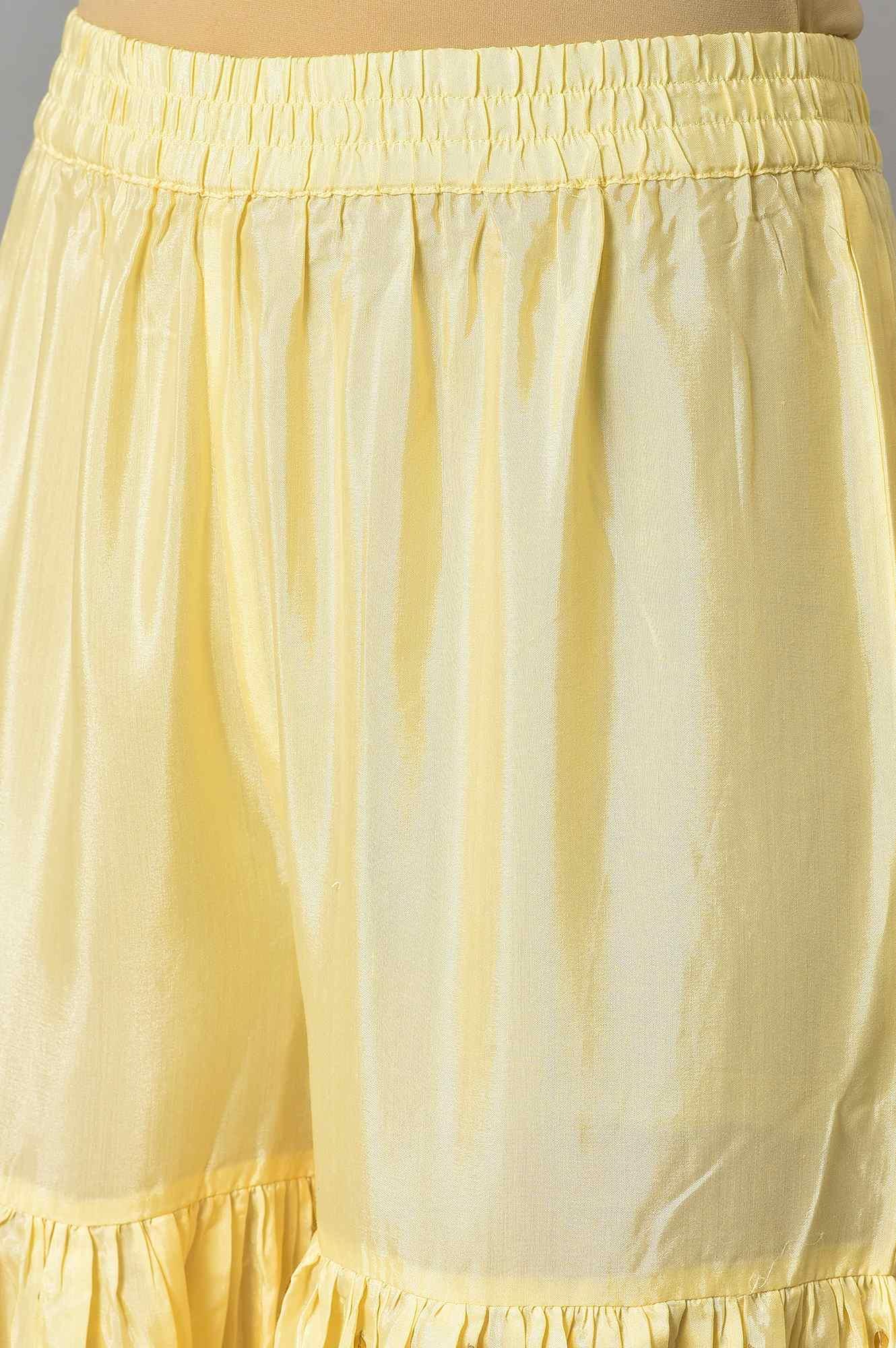 Light Yellow Short kurta With Sharara And Dupatta - Image 7