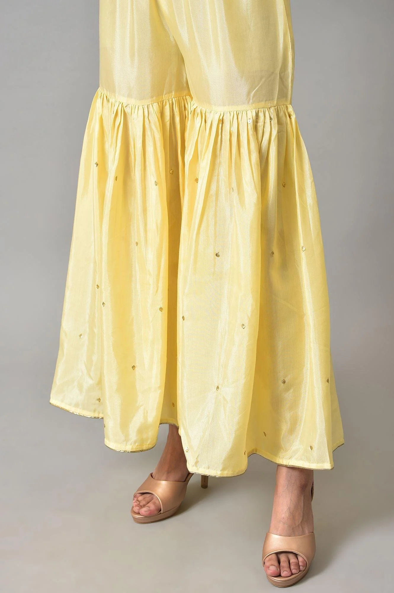 Light Yellow Short kurta With Sharara And Dupatta - Image 8