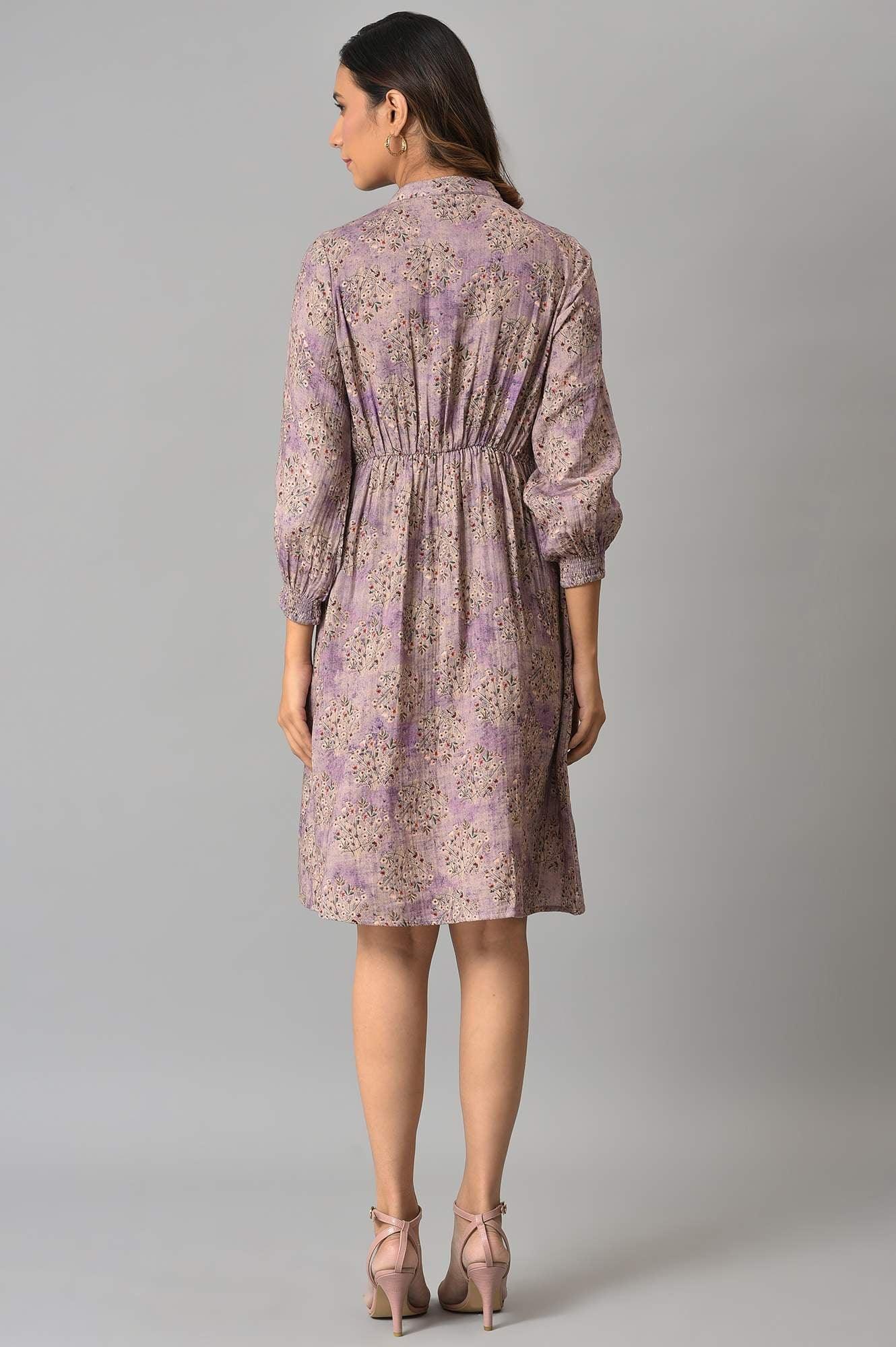 Lilac Floral Printed Western Dress - Image 2
