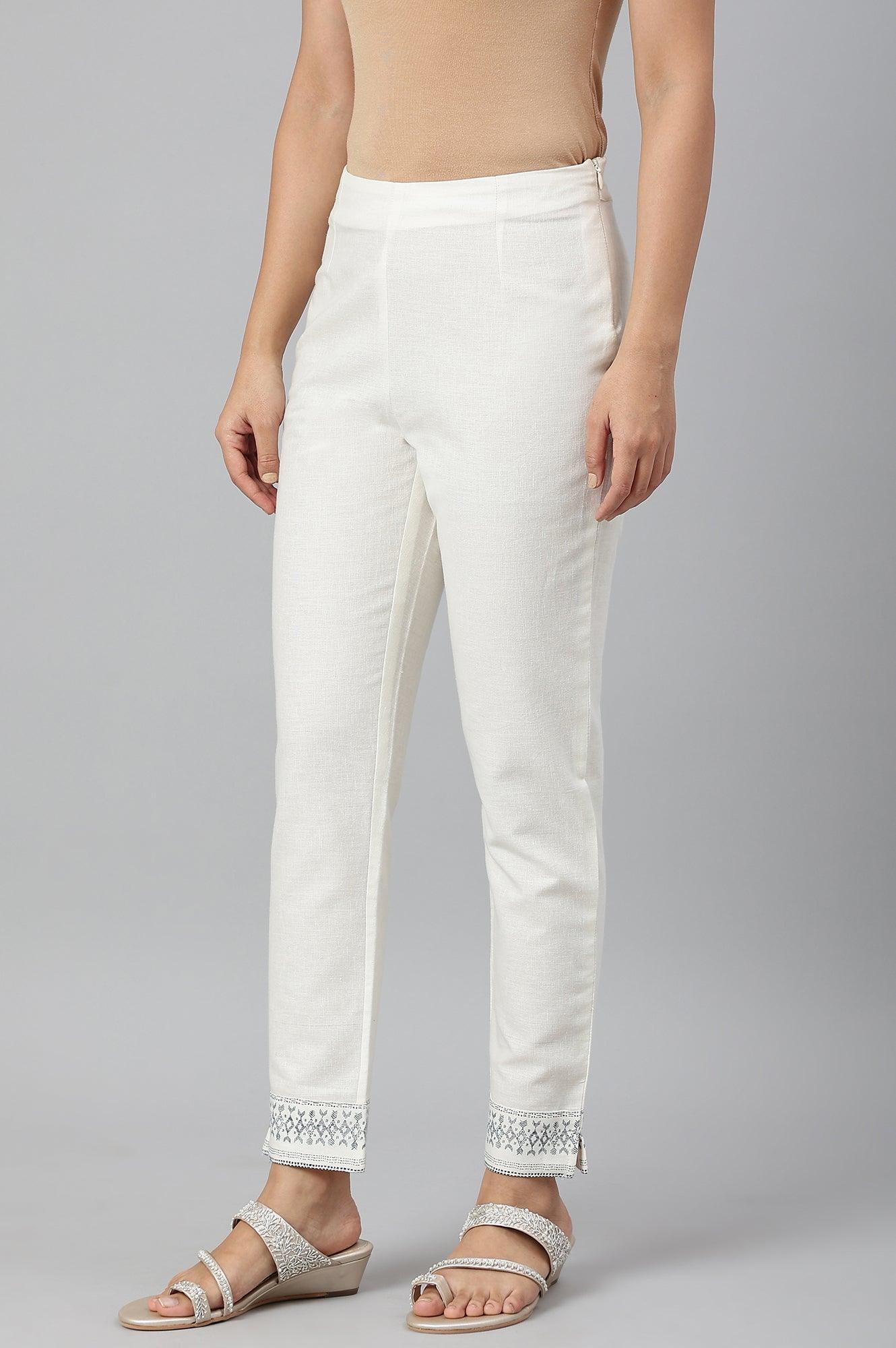 Lily White Cotton Blend Slim Pants - Image 2