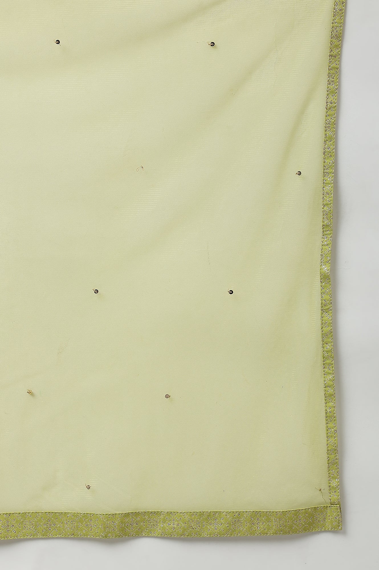 Lime Green Mesh Dupatta With Sequins - Image 5