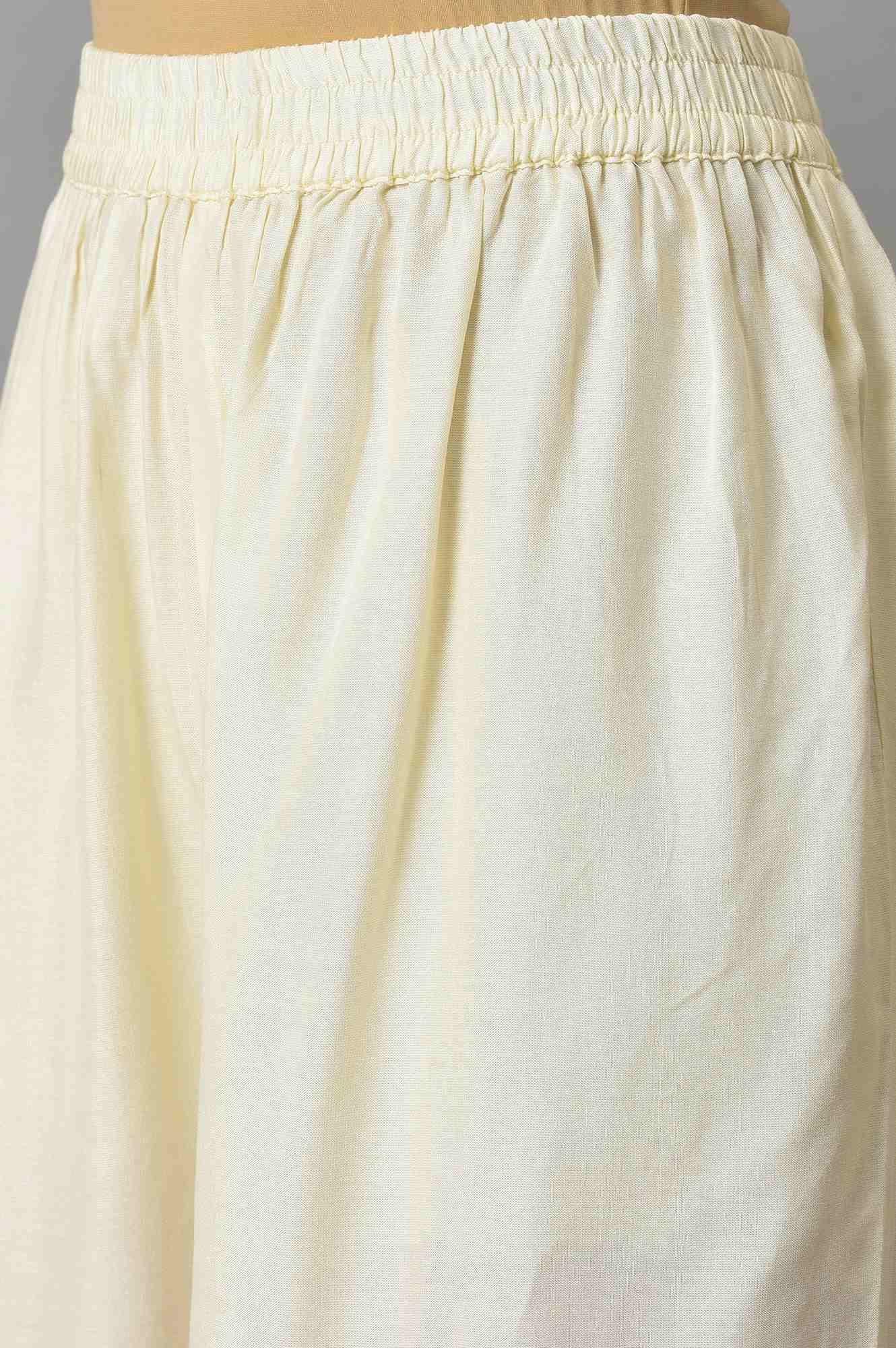 Liva Eco Pink Embroidered kurta With Off-White Pants And Dupatta Set - Image 7