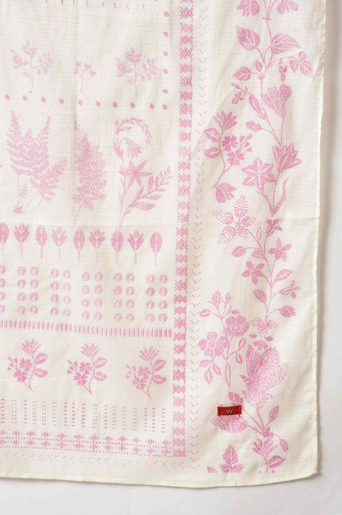 Liva Eco Pink Embroidered kurta With Off-White Pants And Dupatta Set - Image 9