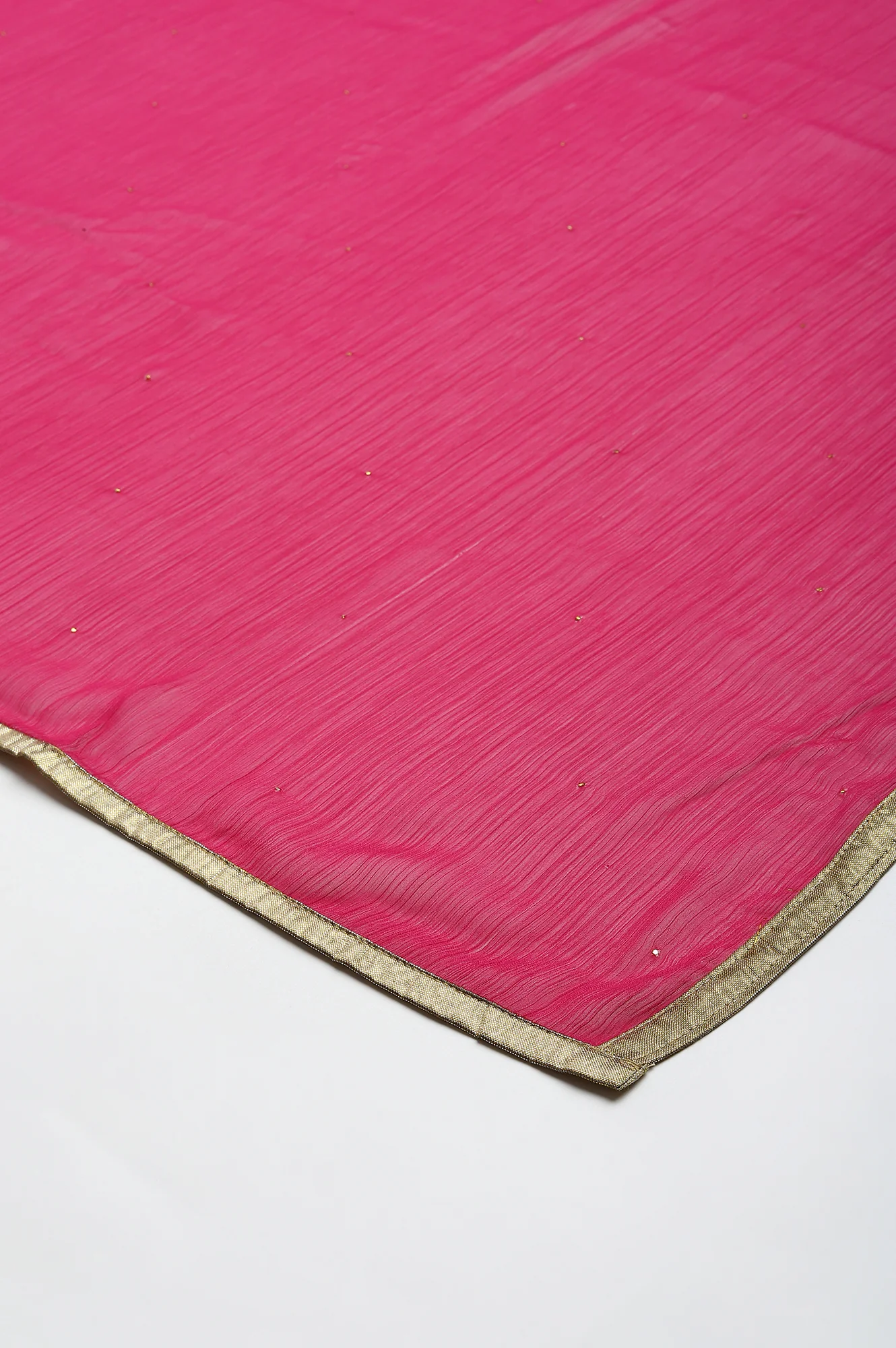 Magenta Crinckled Chiffon Dupatta With Mukaish - Image 4