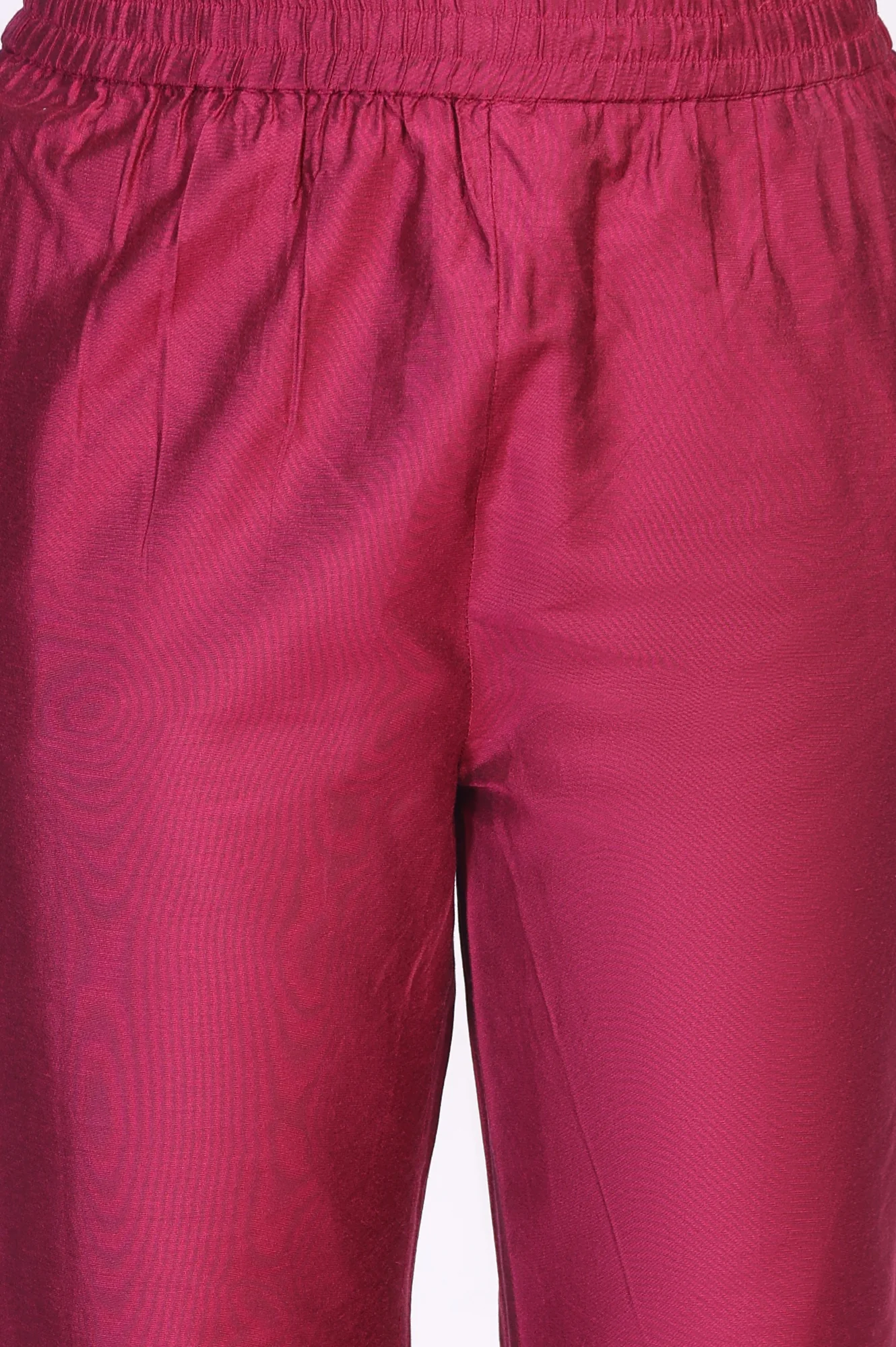 Magenta Embroidered Jacquard A-Line Kurta with Straight Pant and Dupatta Set - Image 7