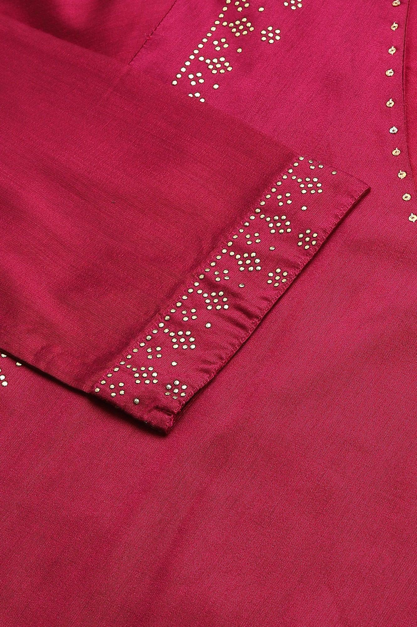 Magenta Mukaish Printed kurta With Sequins - Image 7
