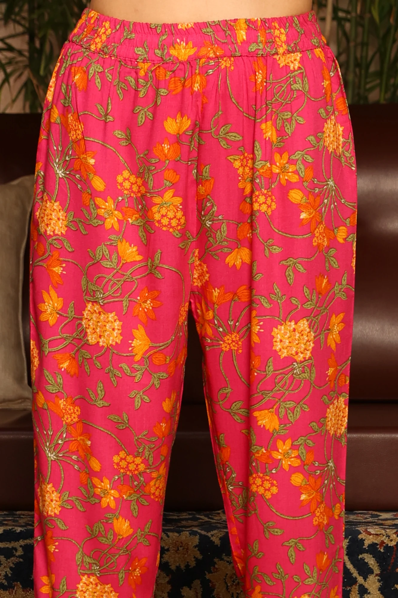 Magenta Pink Chanderi Dori Embroidered Anarkali Kurta, Pants And Dupatta Set - Image 8