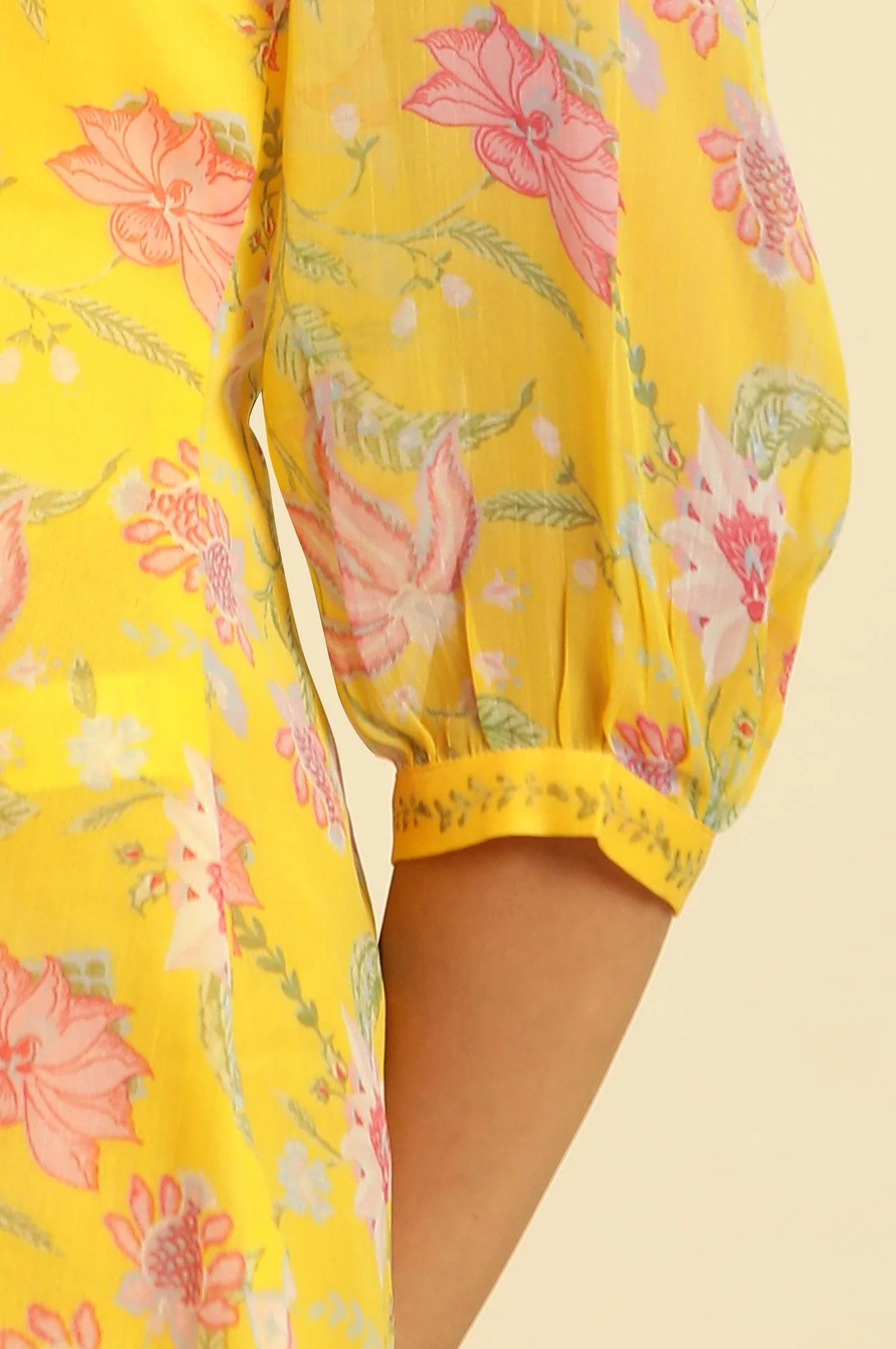 Marigold Yellow Floral Printed Kurta - Image 7