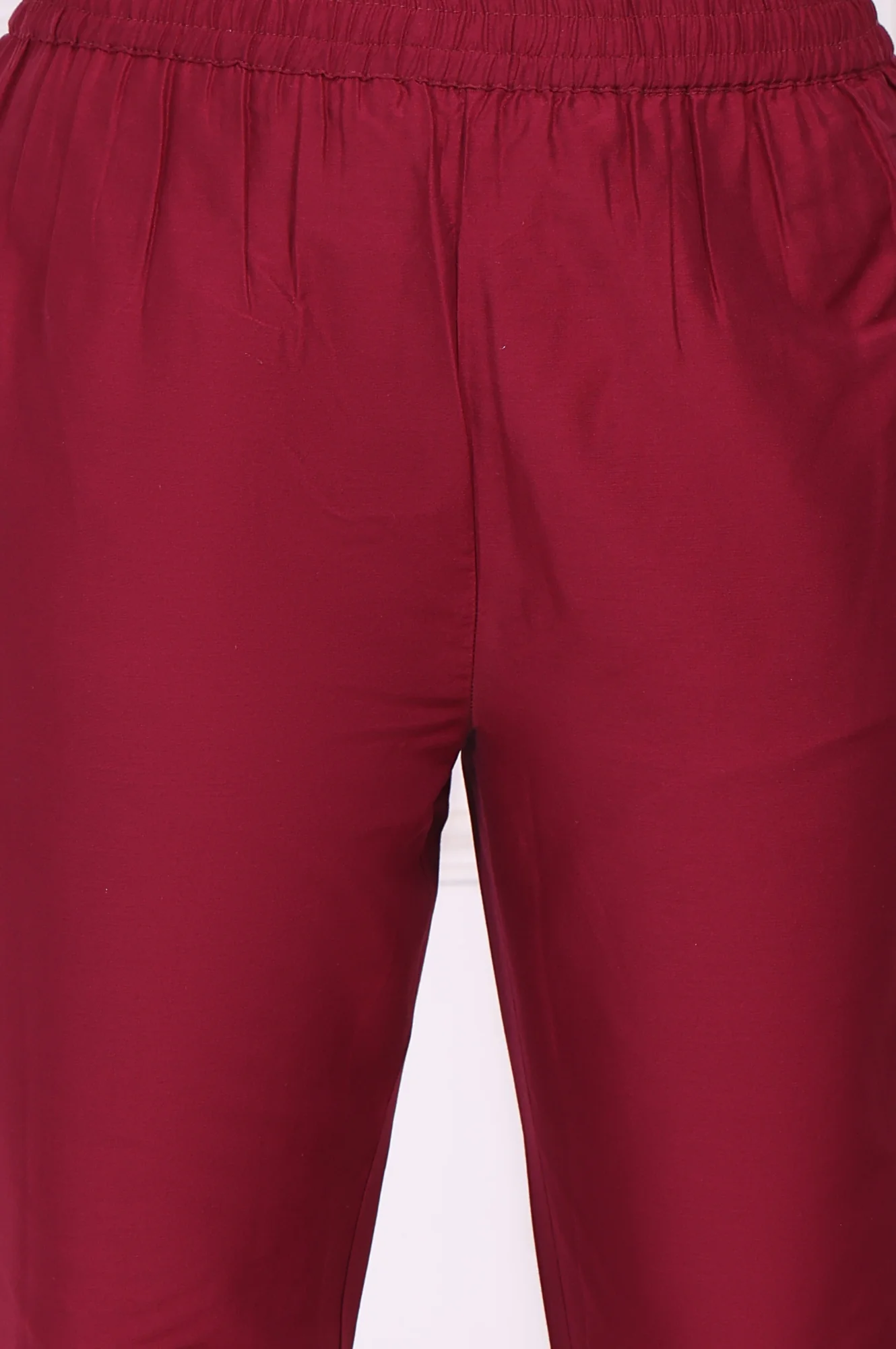 Maroon Embroidered Straight Kurta and Pants Co-ord Set - Image 8