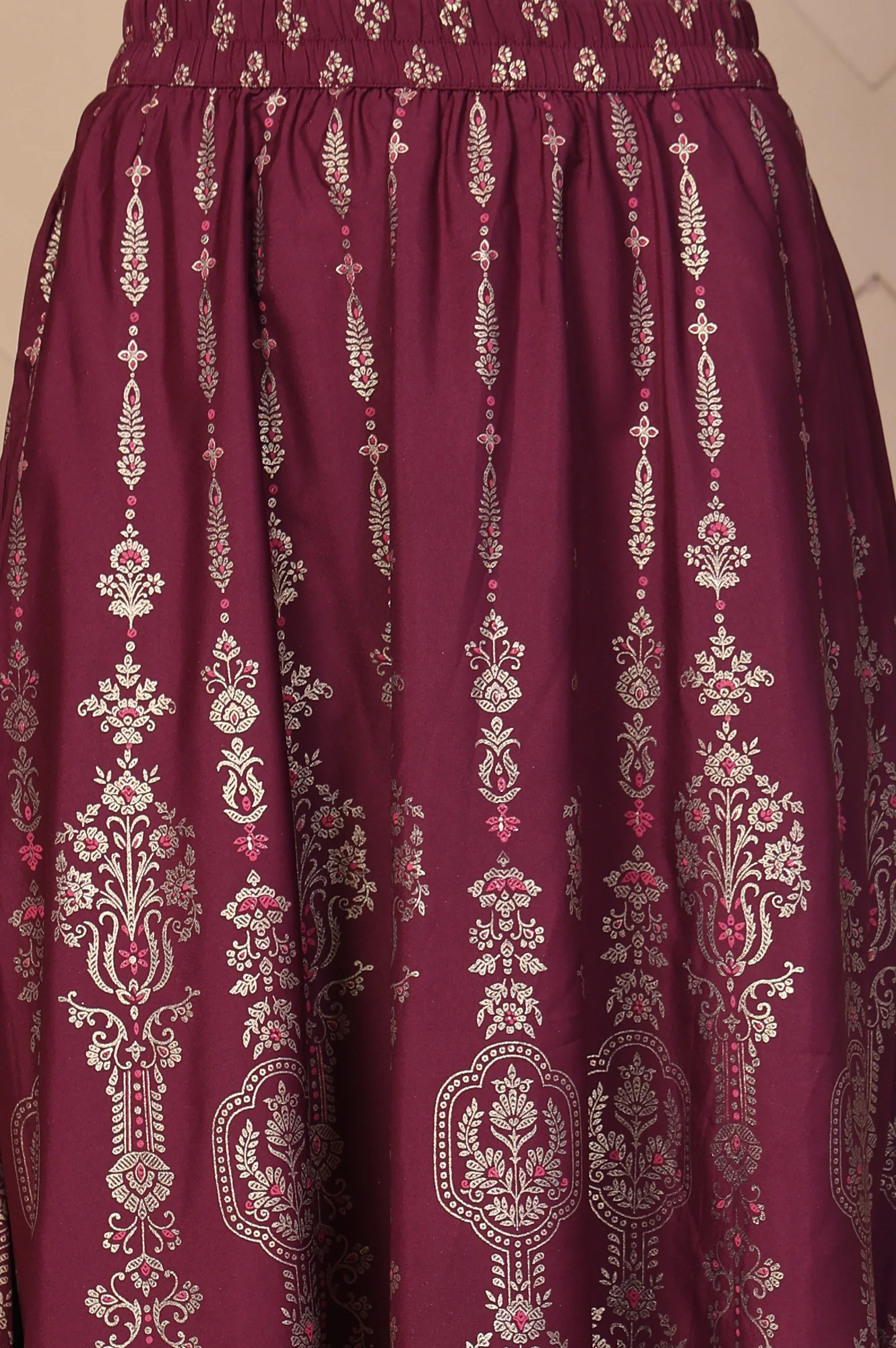 Elleven Women's Maroon Ethnic Printed Flared Skirt - Image 6