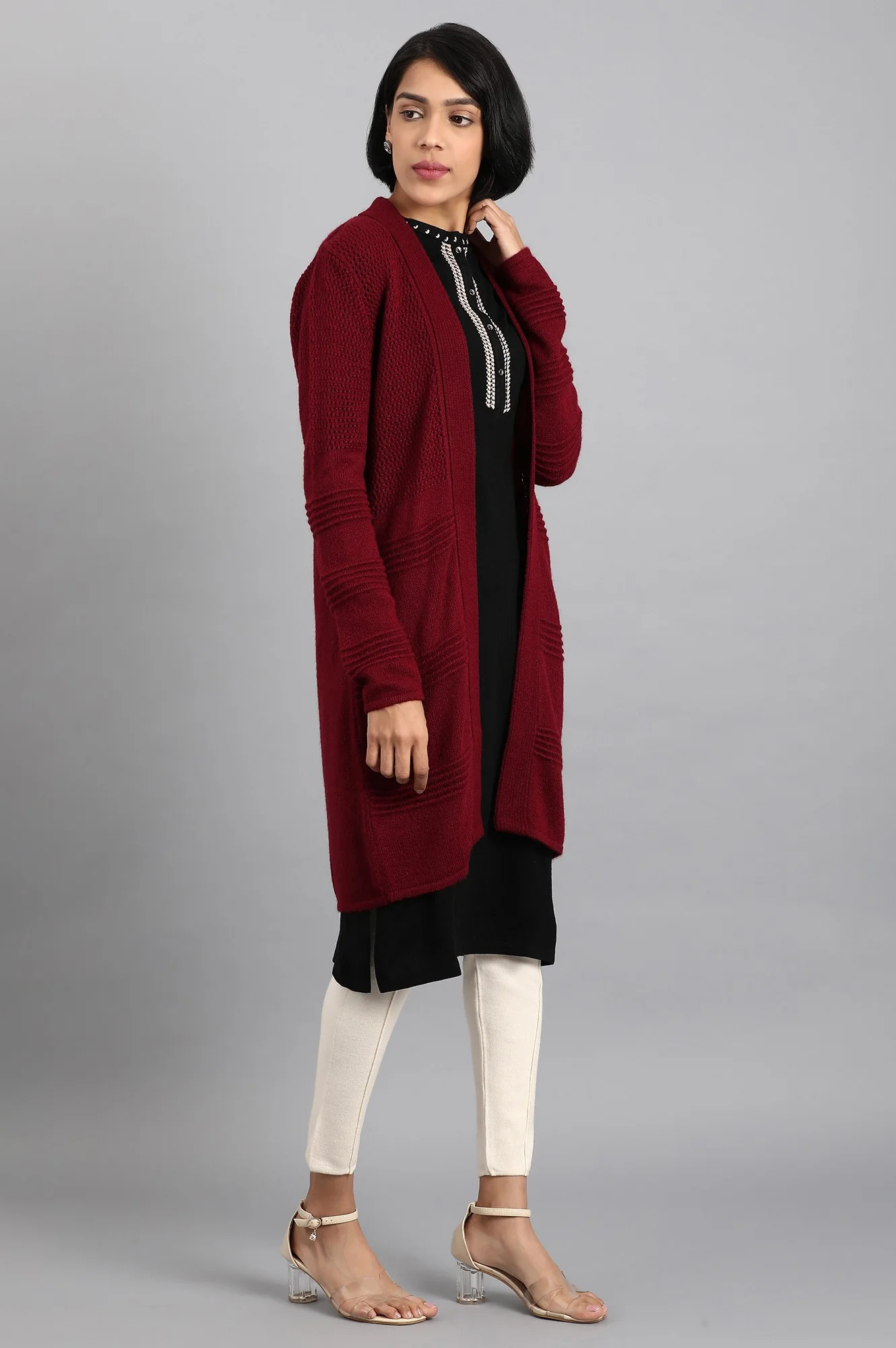 Maroon Knitted Cardigan - Image 4