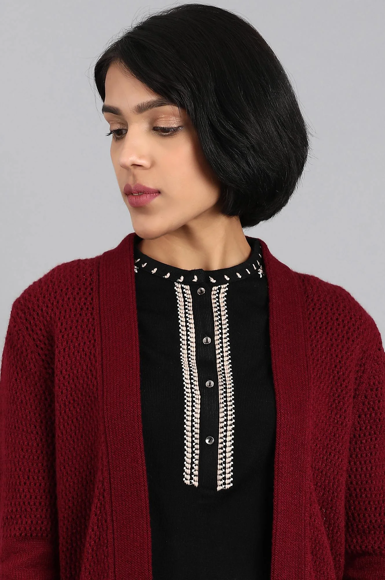 Maroon Knitted Cardigan - Image 6
