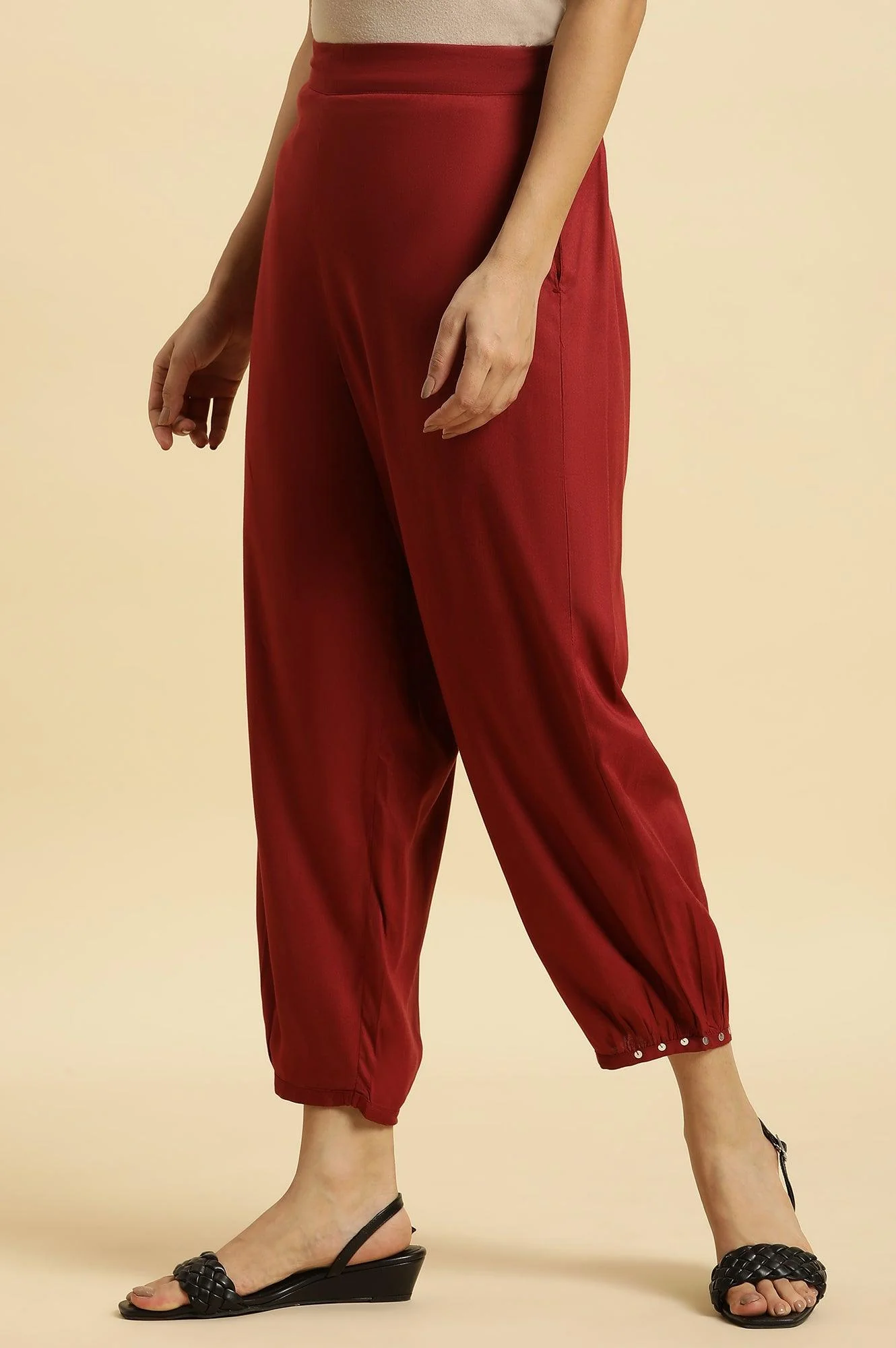 Maroon Side Pants with Sequin Detailing - Image 4