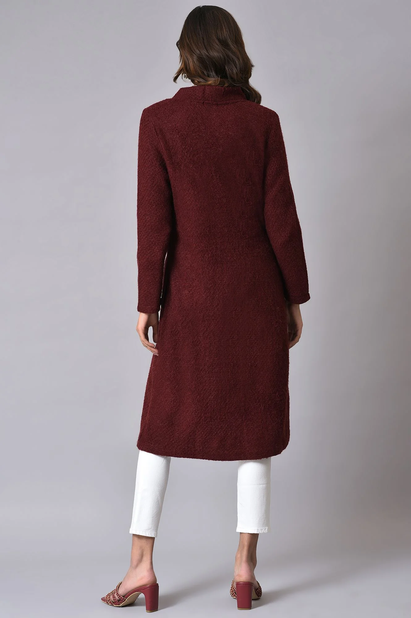 Maroon Winter Women Cardigan - Image 2