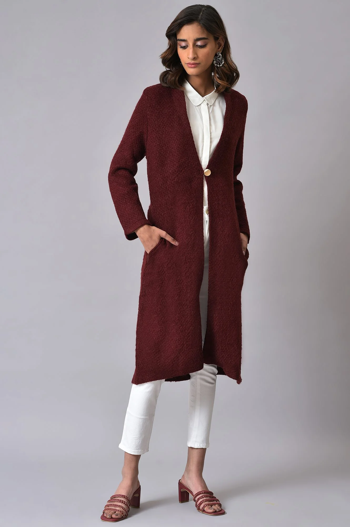 Maroon Winter Women Cardigan - Image 6