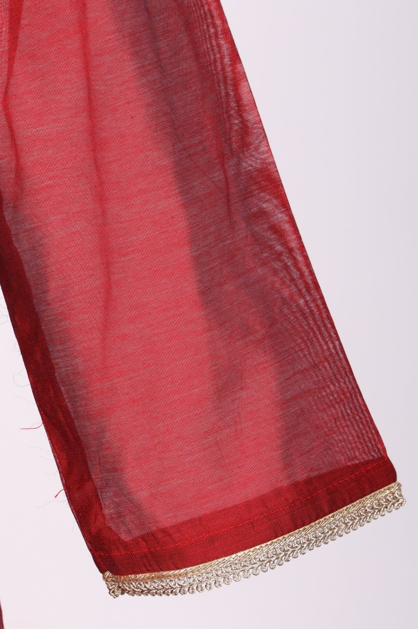 Maroon Yarn Dyed Zari Embroidered Straight Chanderi Kurta - Image 7