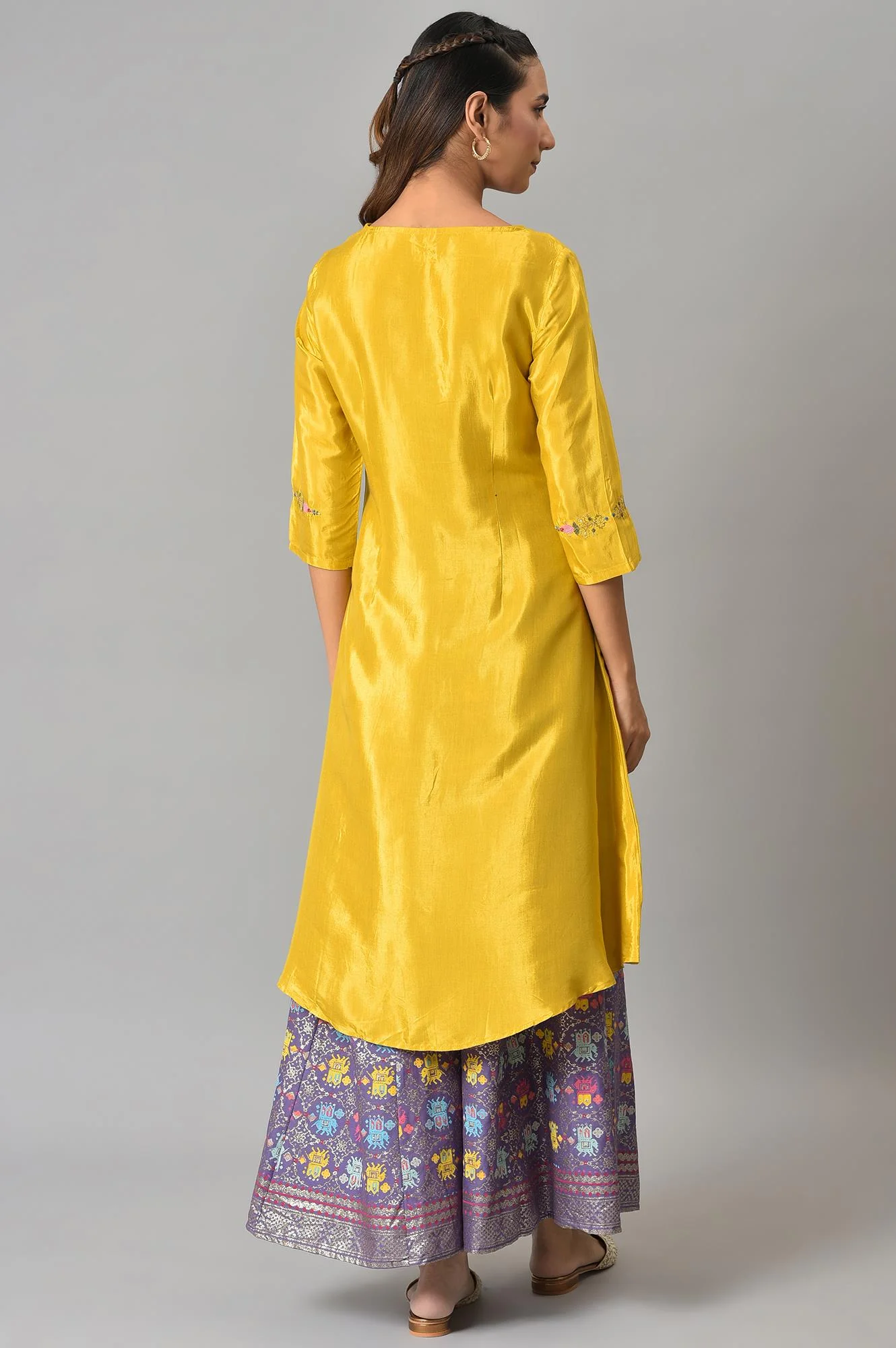 Mellow Yellow Embroidered A-Line kurta - Image 2