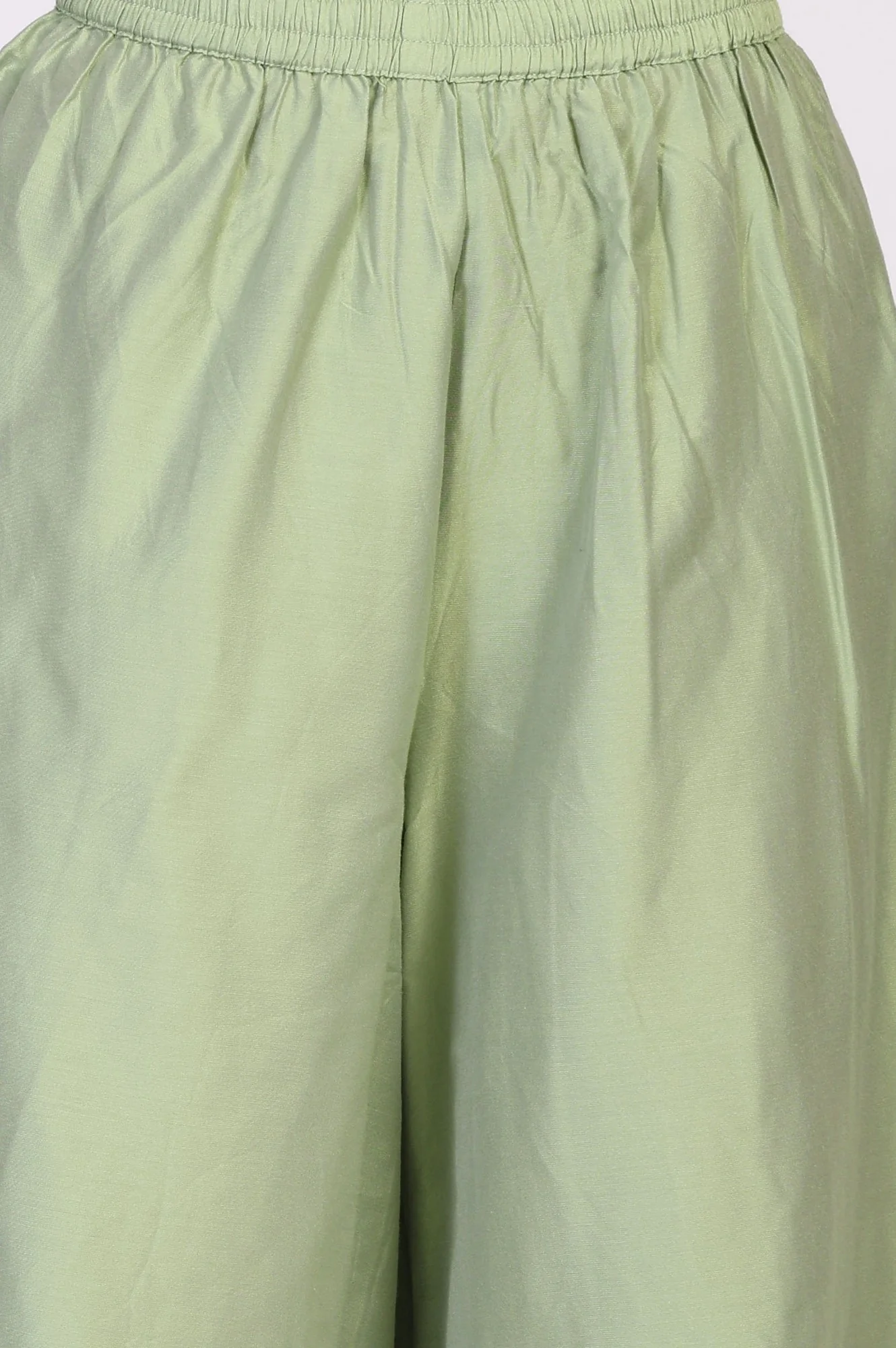 Mint Green Floral Print Tape Anarkali Jacquard Kurta with Flared Pant and Dupatta Set - Image 7