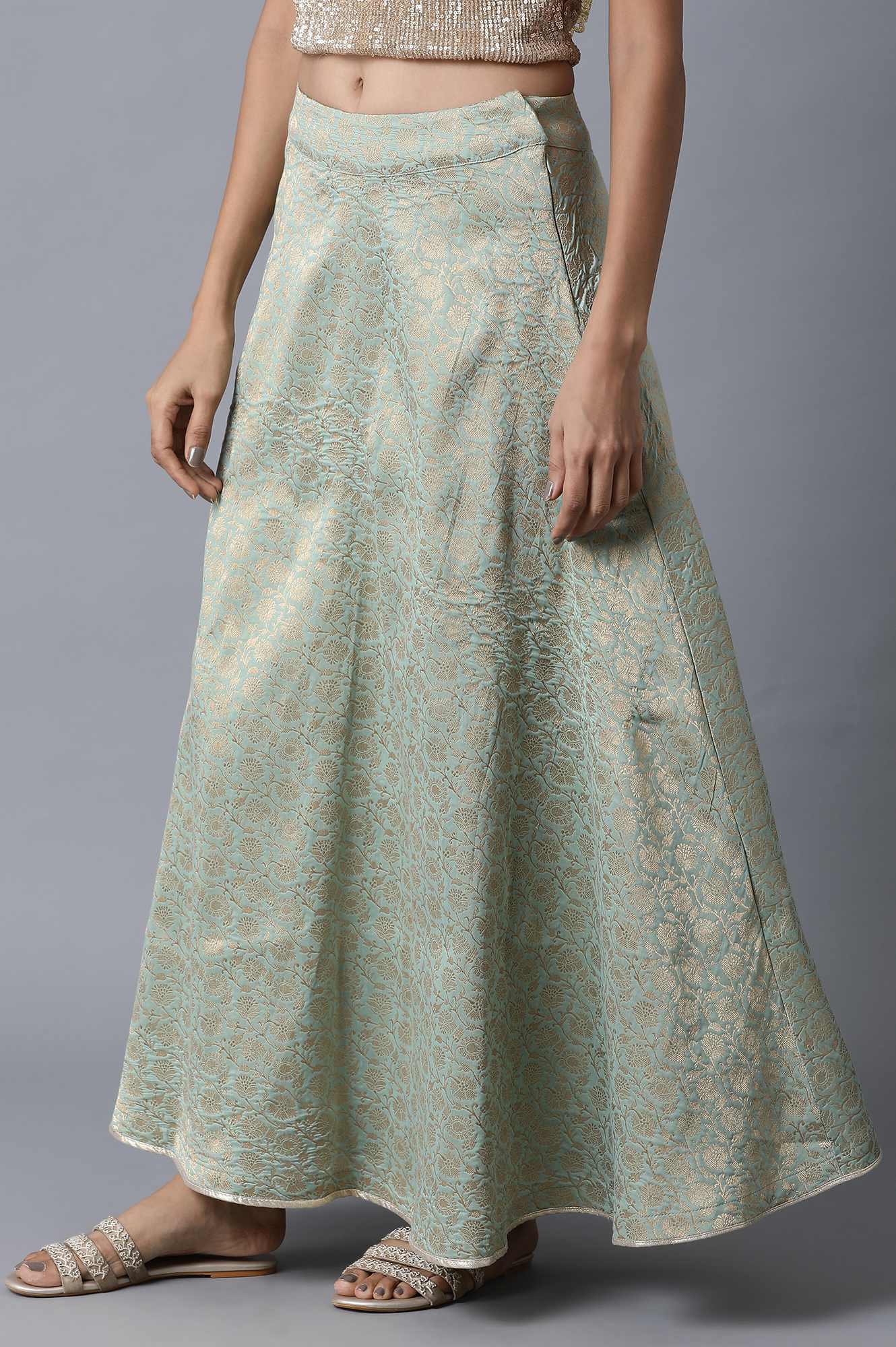 Mint Jacquard Skirt - Image 3