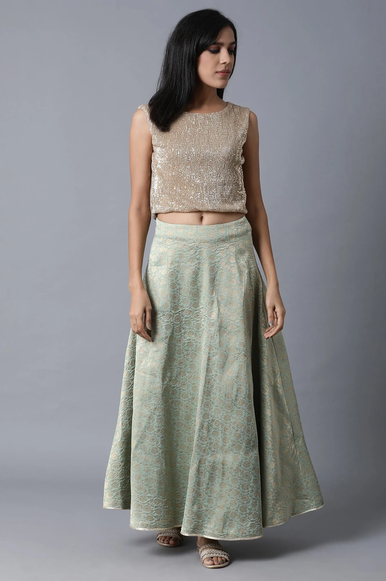 Mint Jacquard Skirt - Image 5
