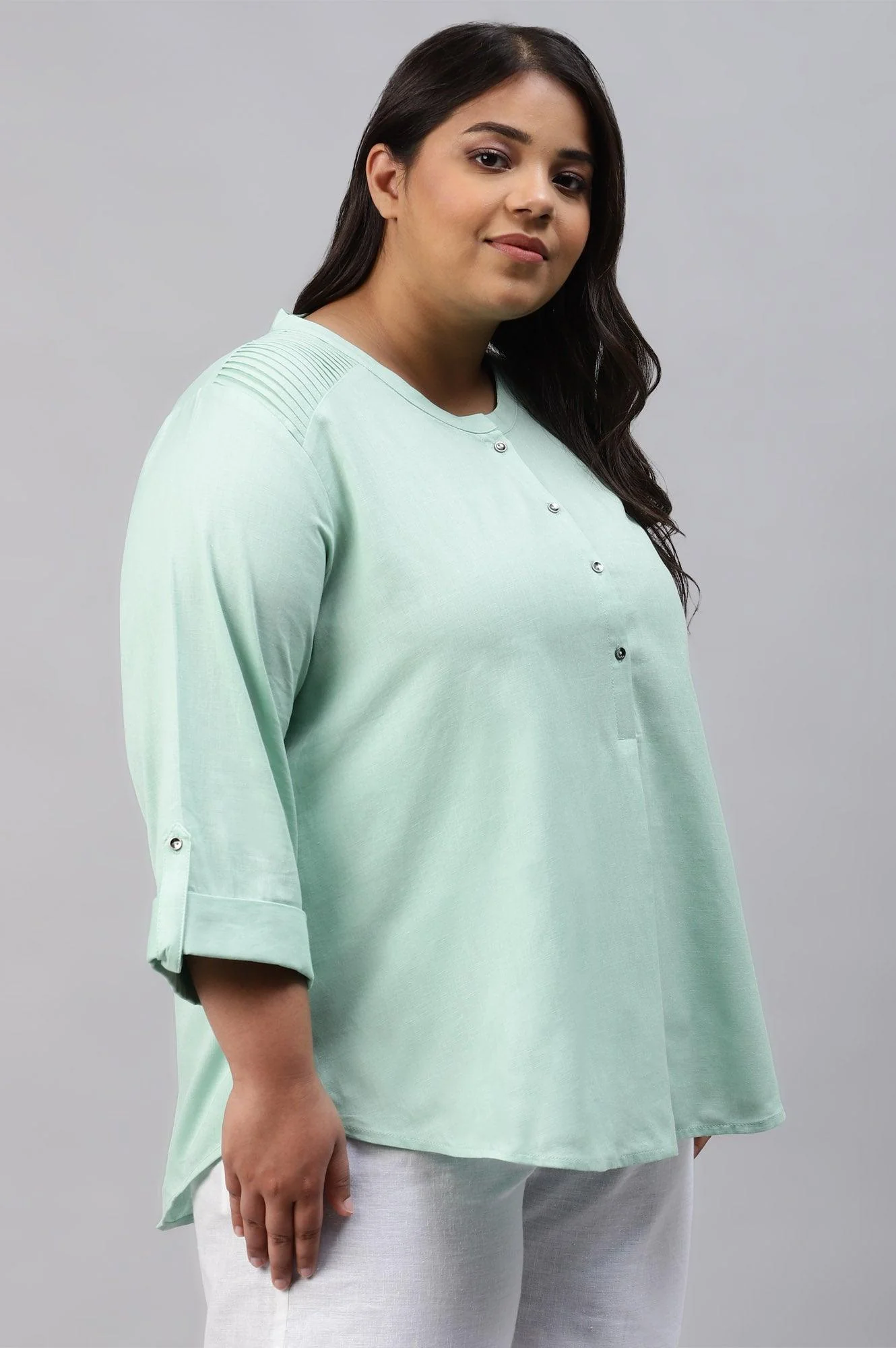 Mist Green Western Plus Size Top - Image 4
