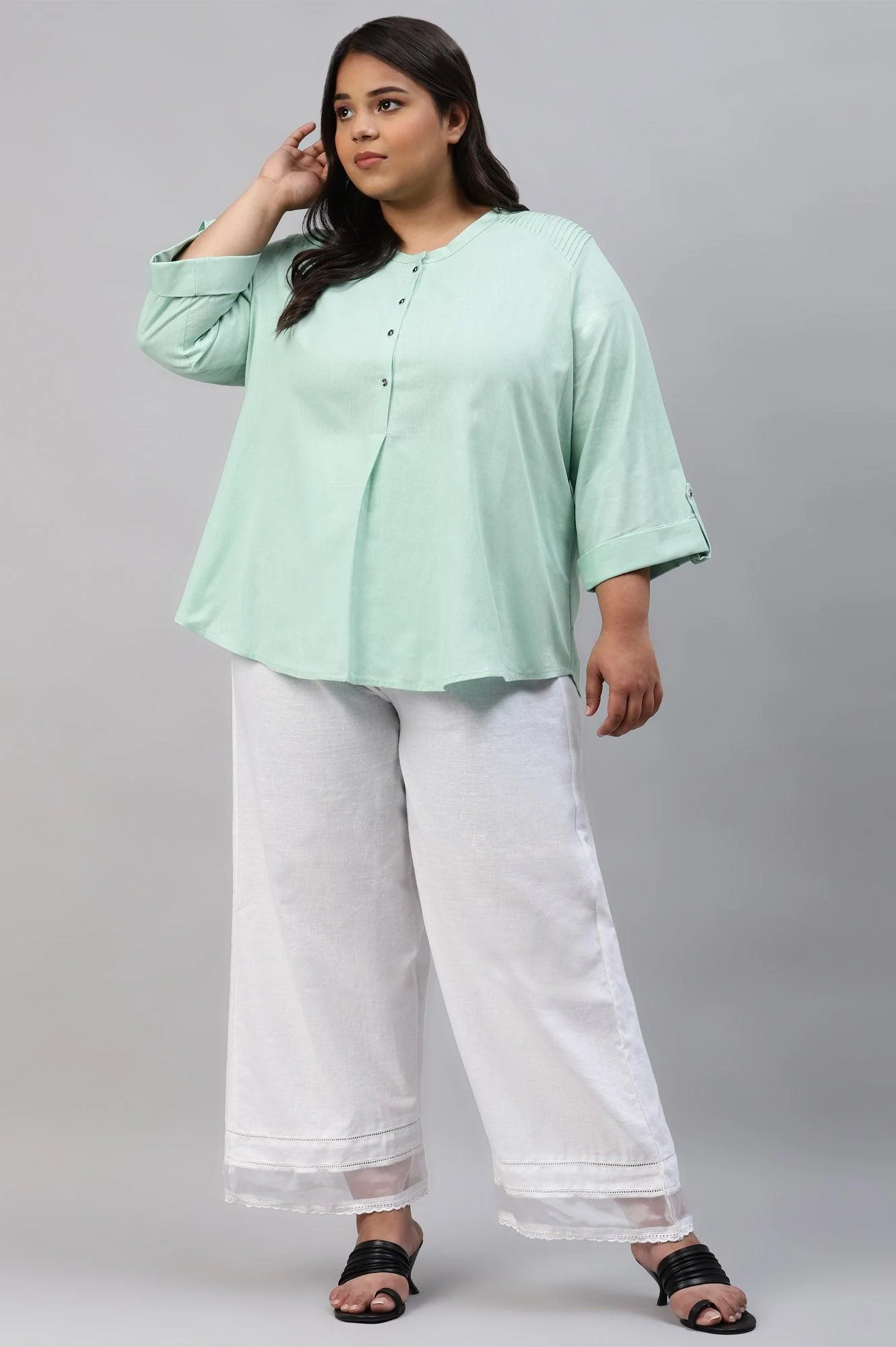 Mist Green Western Plus Size Top - Image 5