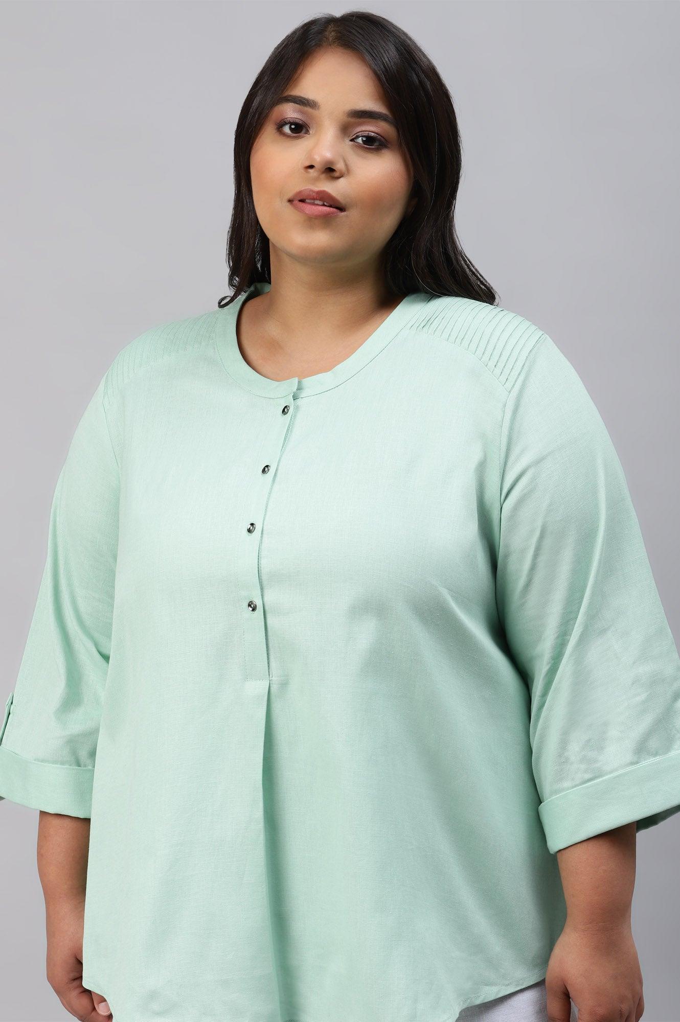 Mist Green Western Plus Size Top - Image 6