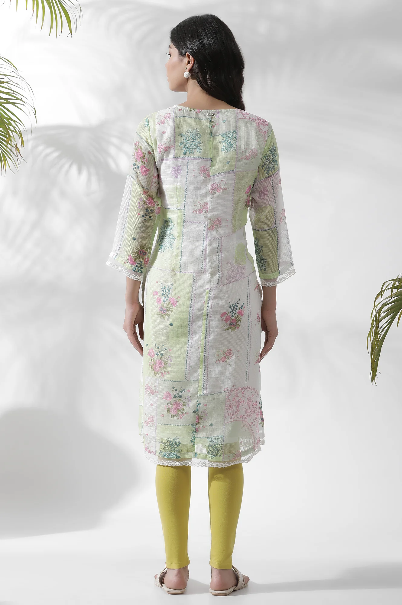 Multi-Coloured A-Line Printed Kota Kurta - Image 3