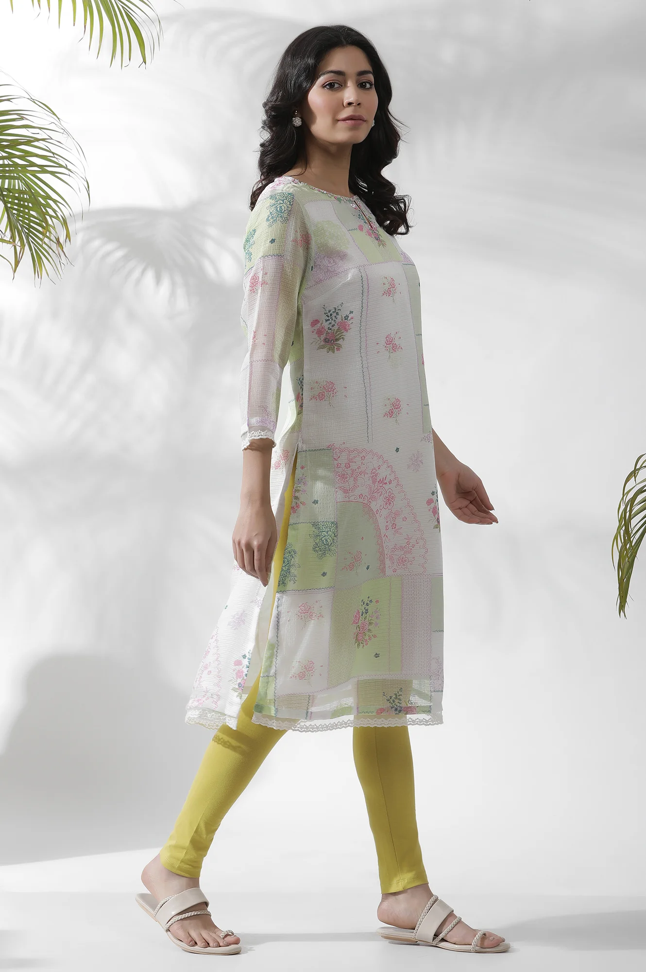 Multi-Coloured A-Line Printed Kota Kurta - Image 4