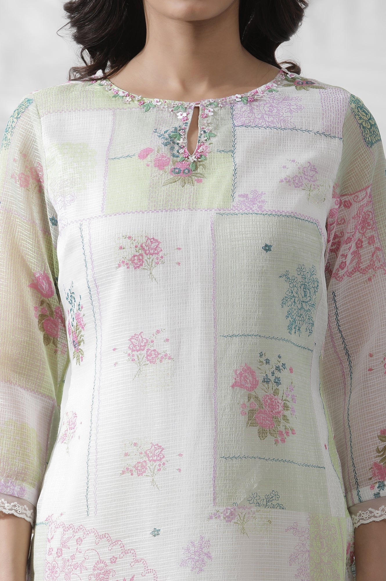 Multi-Coloured A-Line Printed Kota Kurta - Image 5