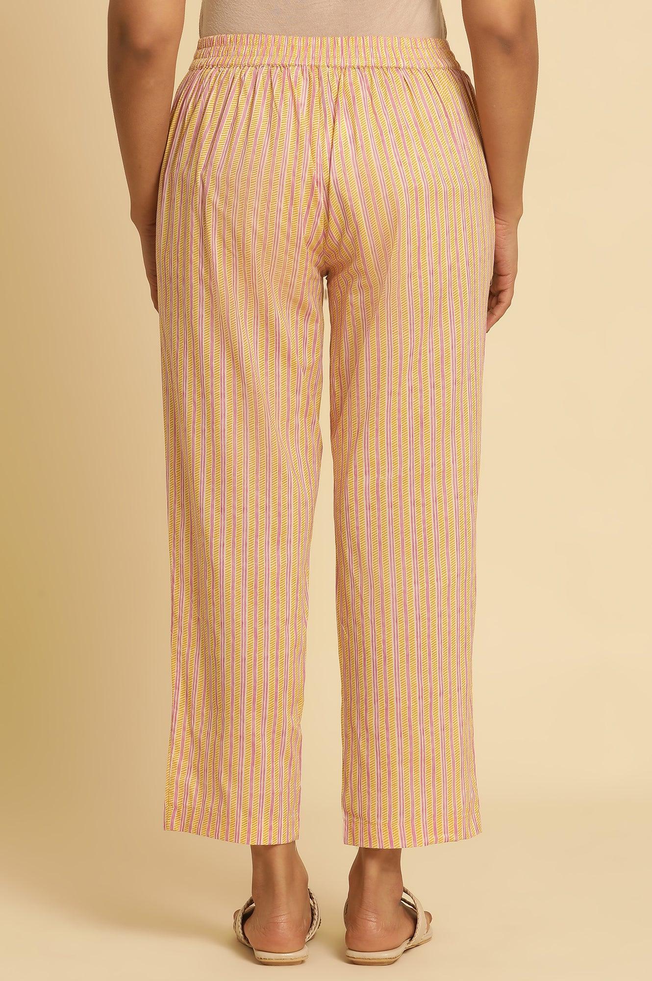 Multi-Coloured Striped Straight Pants - Image 3