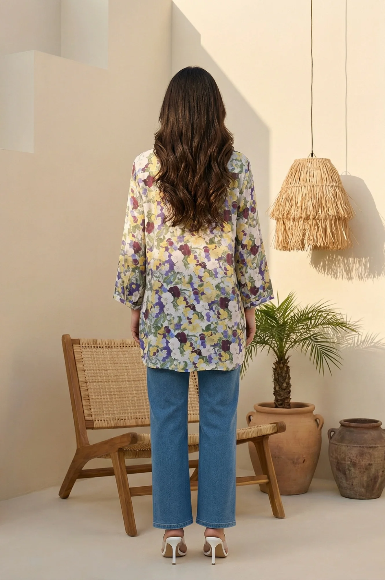 Multicolor Paisley Printed Modal Straight Top - Image 4